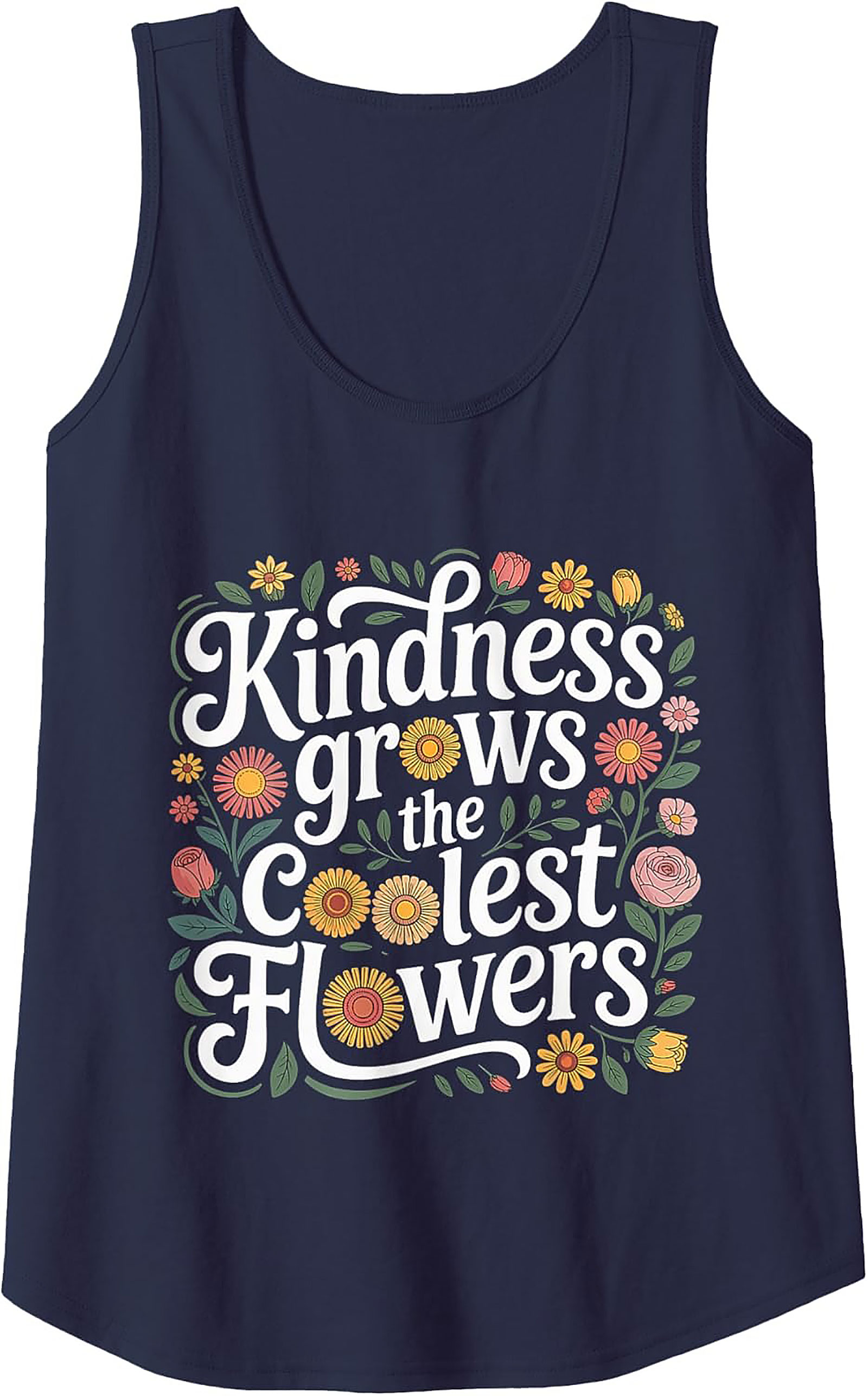 Kindness Grows Flowers Graphic Tank Top | Sleeveless Shirt