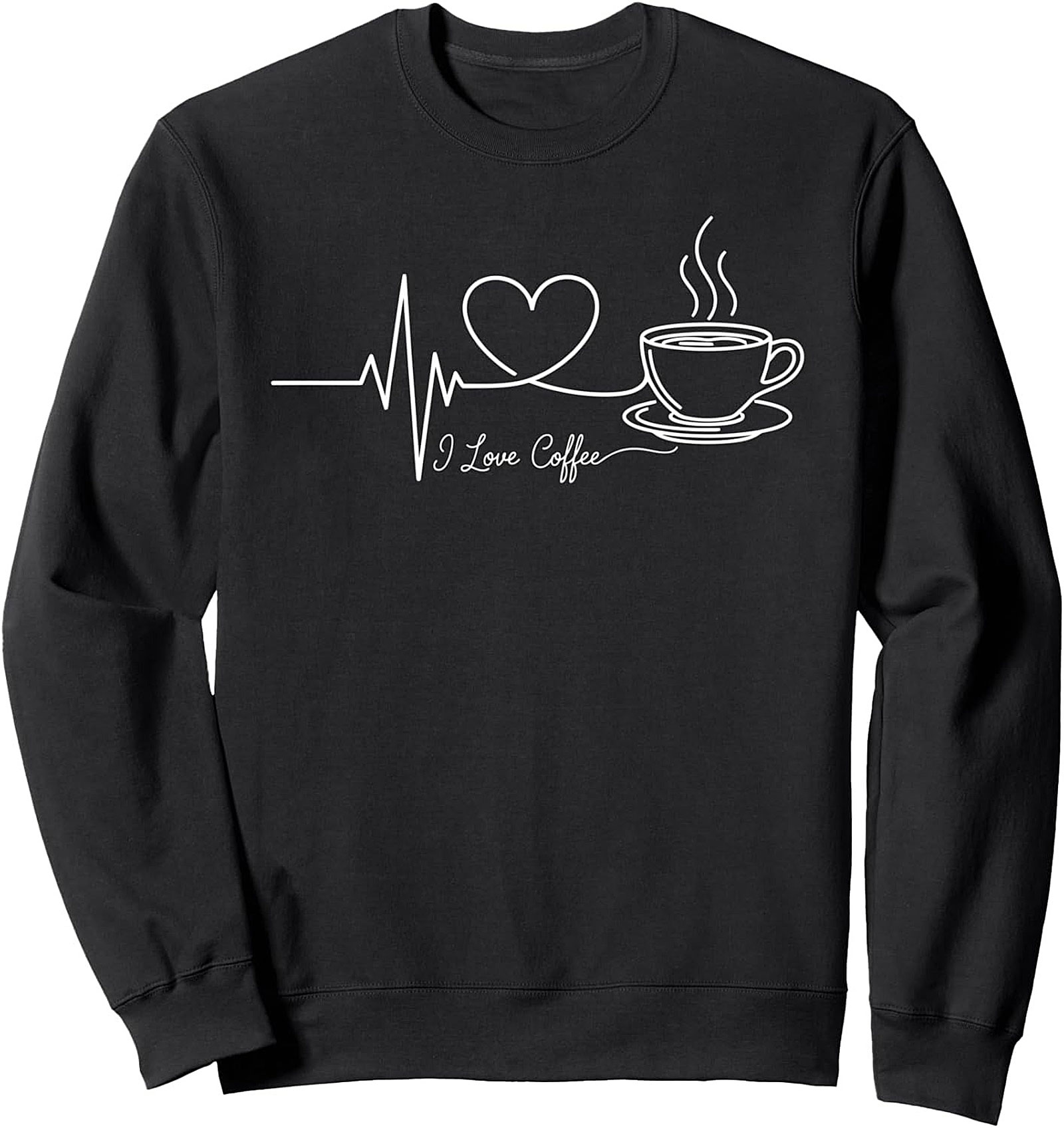Coffee Heartbeat Crewneck Sweatshirt Cozy Gift Idea