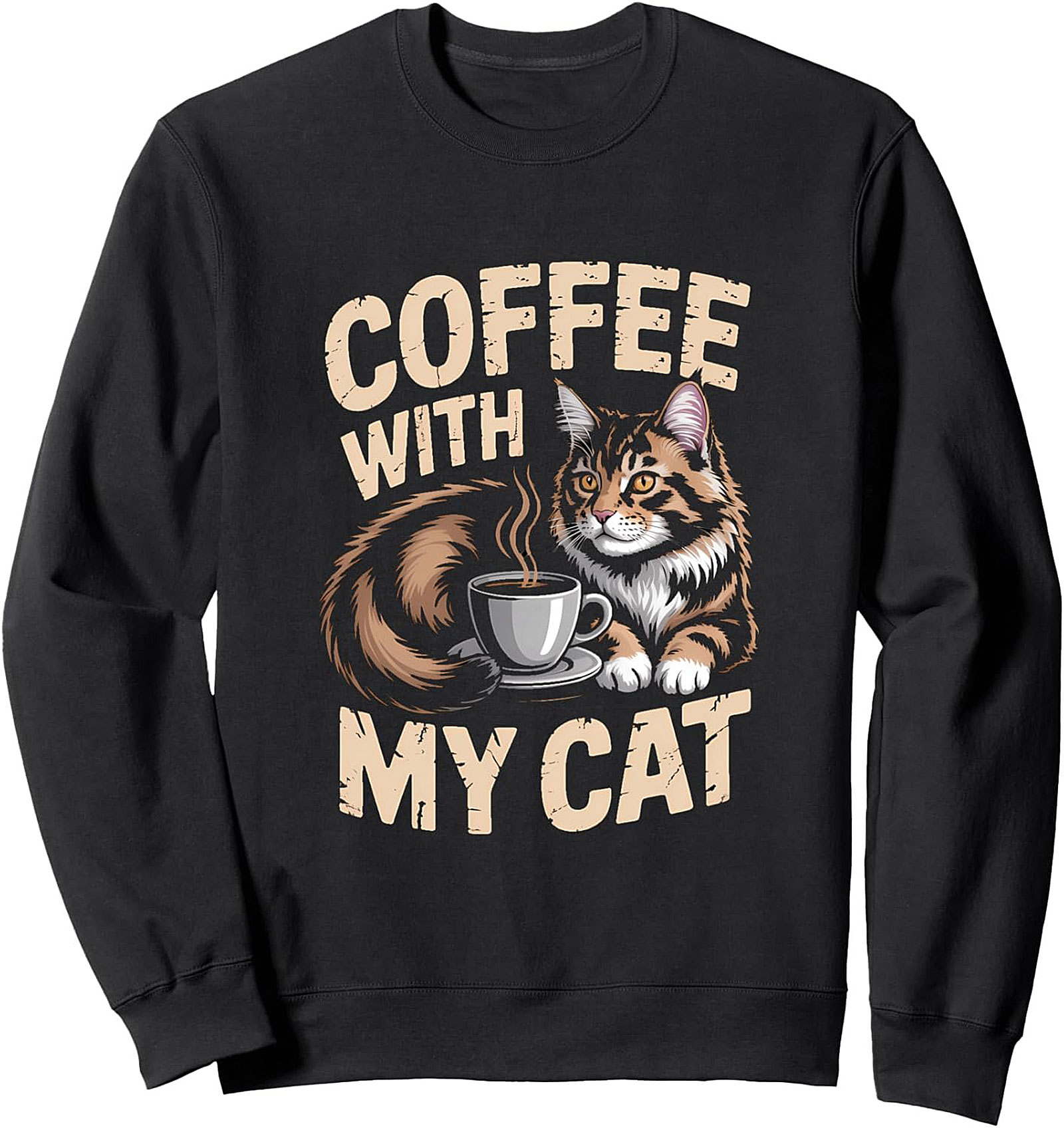 Cat & Coffee Graphic Sweatshirt Cozy Unisex Pullover