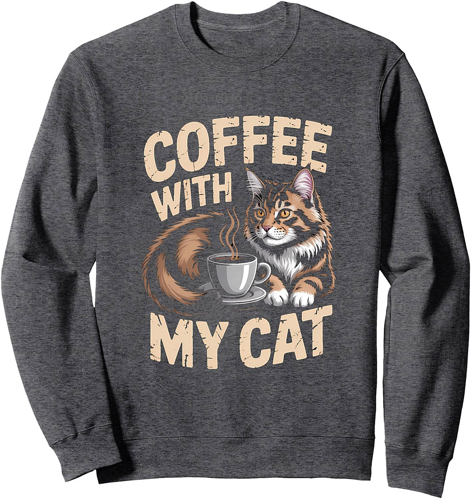 Cat & Coffee Graphic Sweatshirt Cozy Unisex Pullover