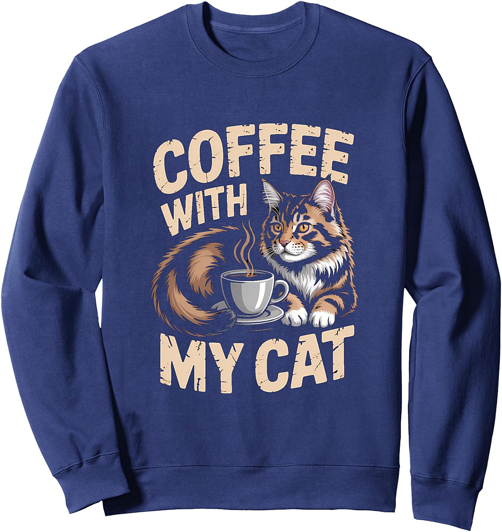 Cat & Coffee Graphic Sweatshirt Cozy Unisex Pullover