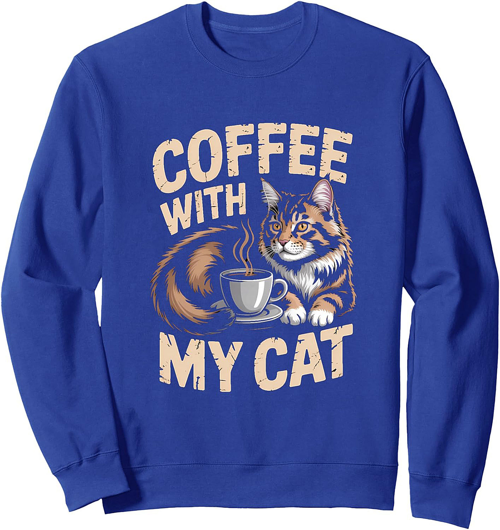 Cat & Coffee Graphic Sweatshirt Cozy Unisex Pullover