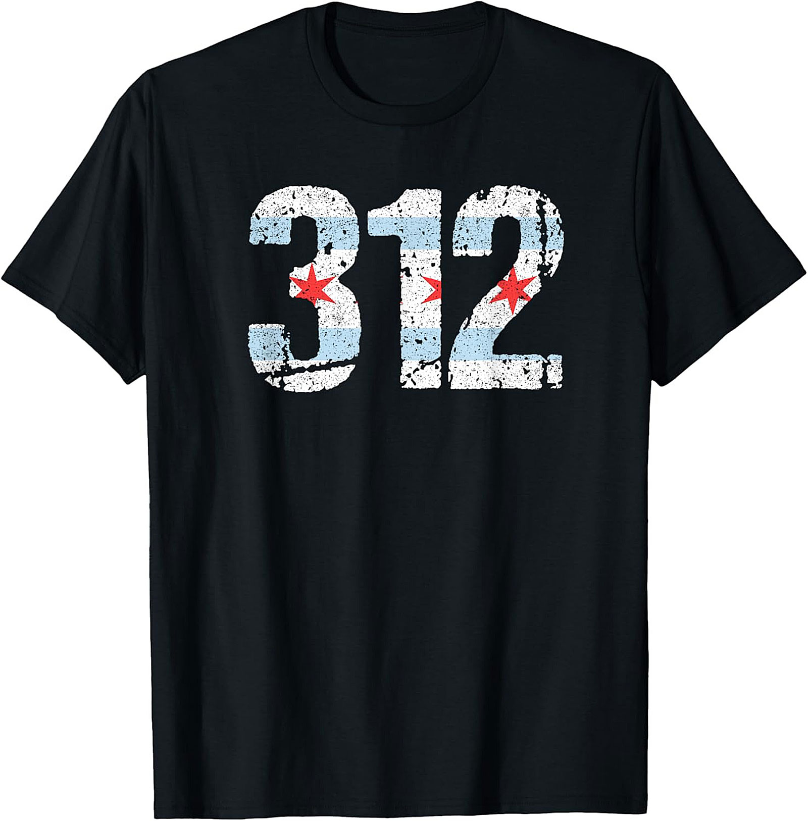 Chicago 312 Area Code T-Shirt Distressed Flag Unisex Tee