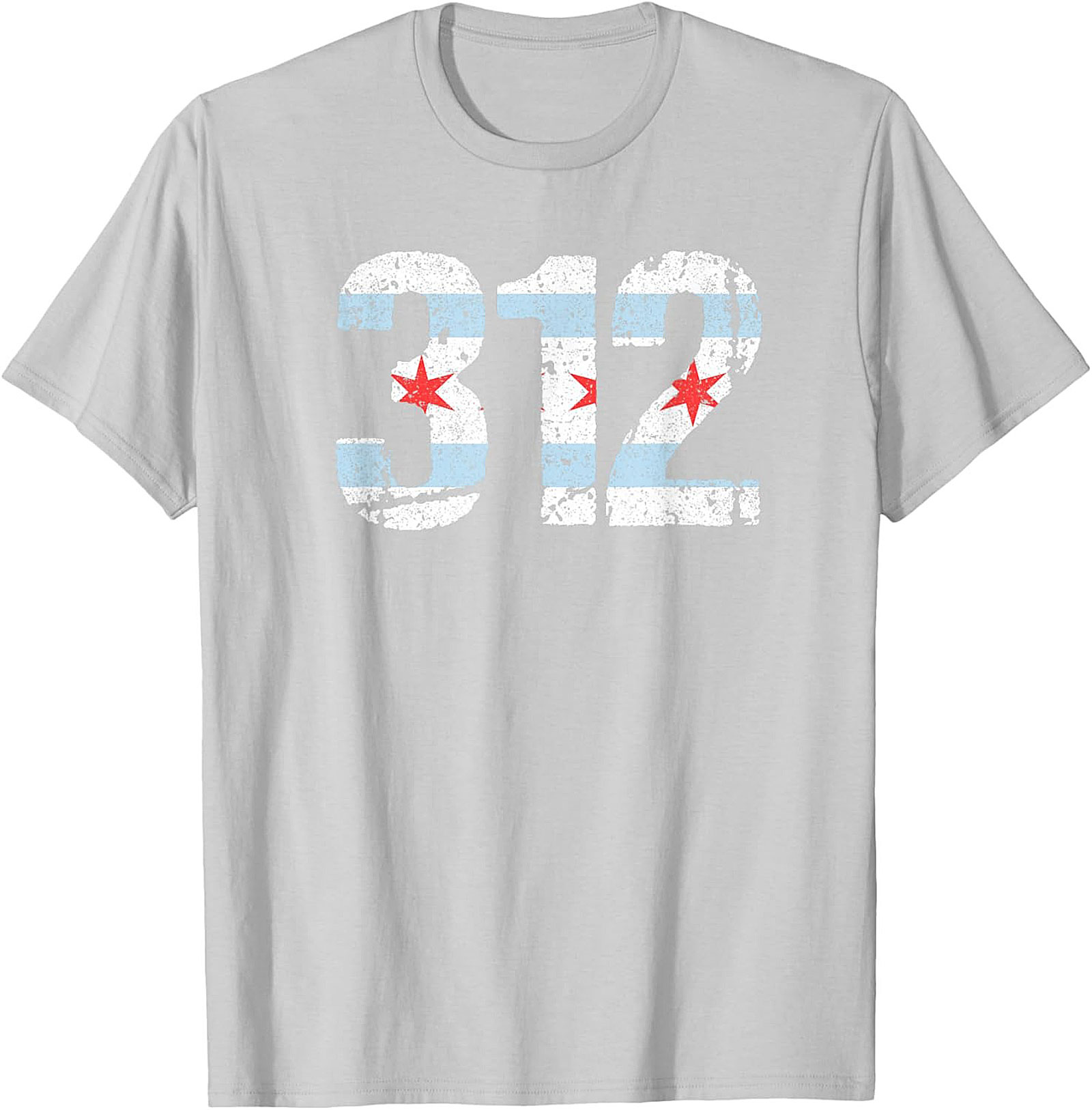 Chicago 312 Area Code T-Shirt Distressed Flag Unisex Tee