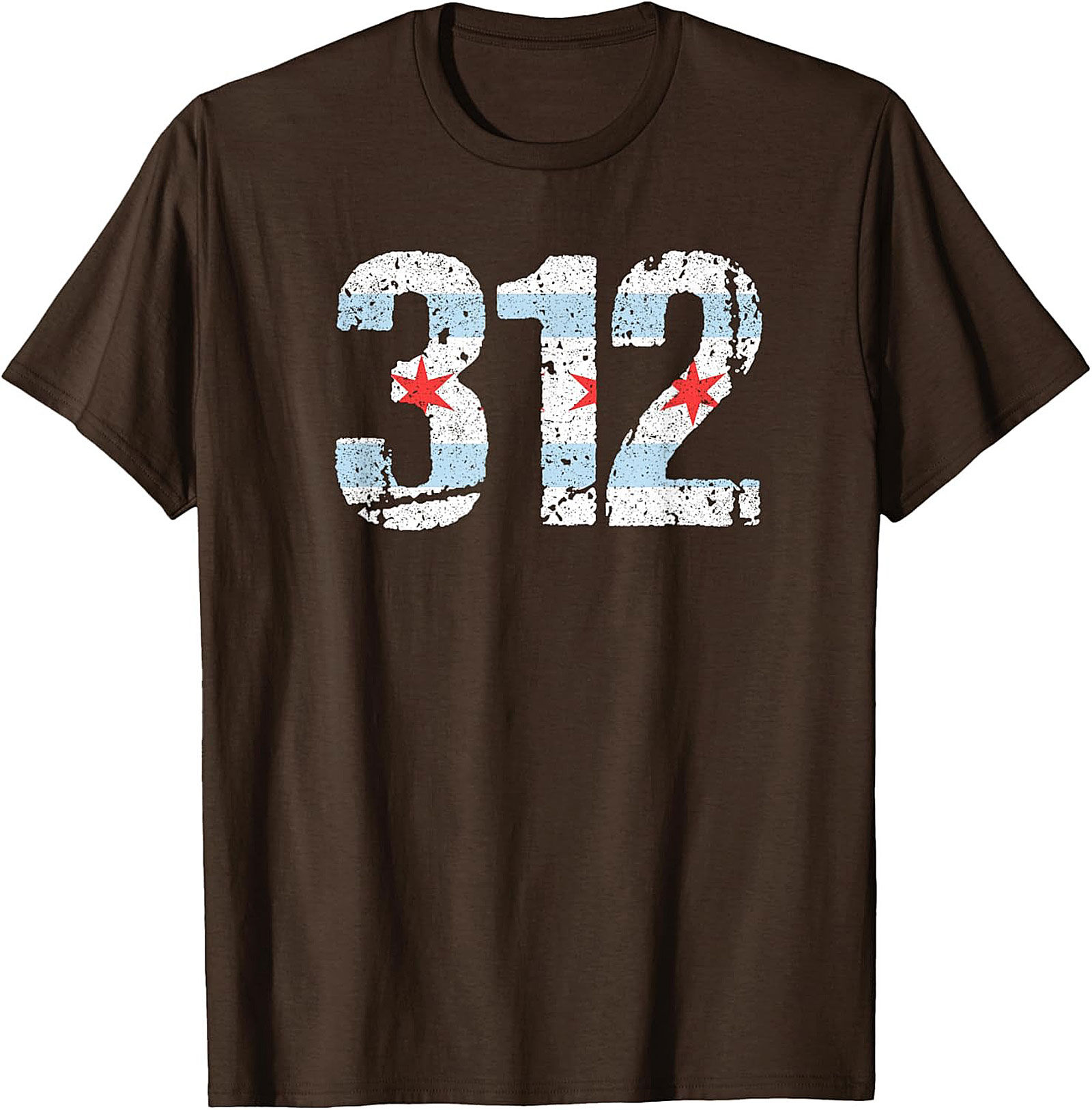 Chicago 312 Area Code T-Shirt Distressed Flag Unisex Tee