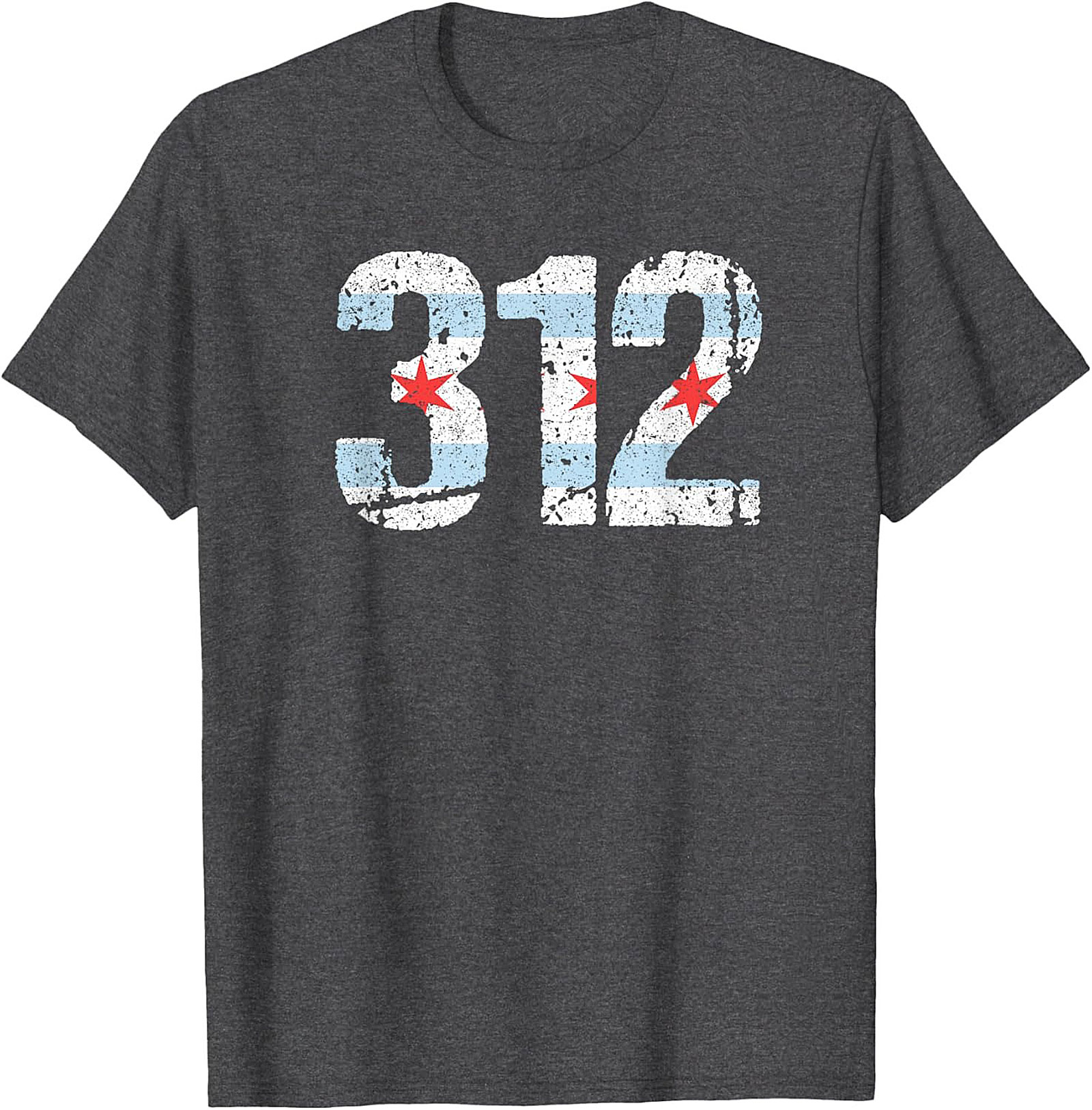 Chicago 312 Area Code T-Shirt Distressed Flag Unisex Tee