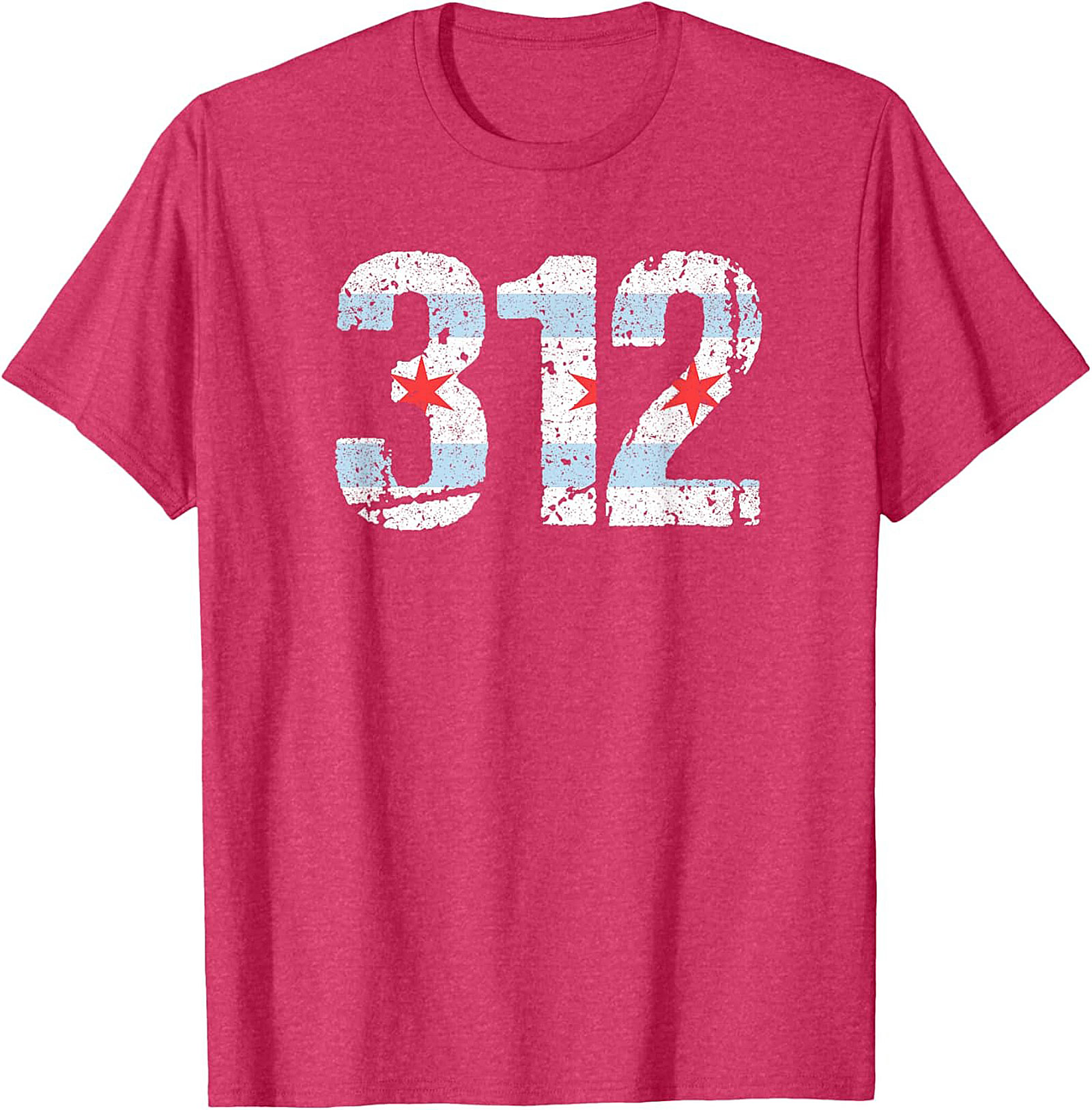 Chicago 312 Area Code T-Shirt Distressed Flag Unisex Tee