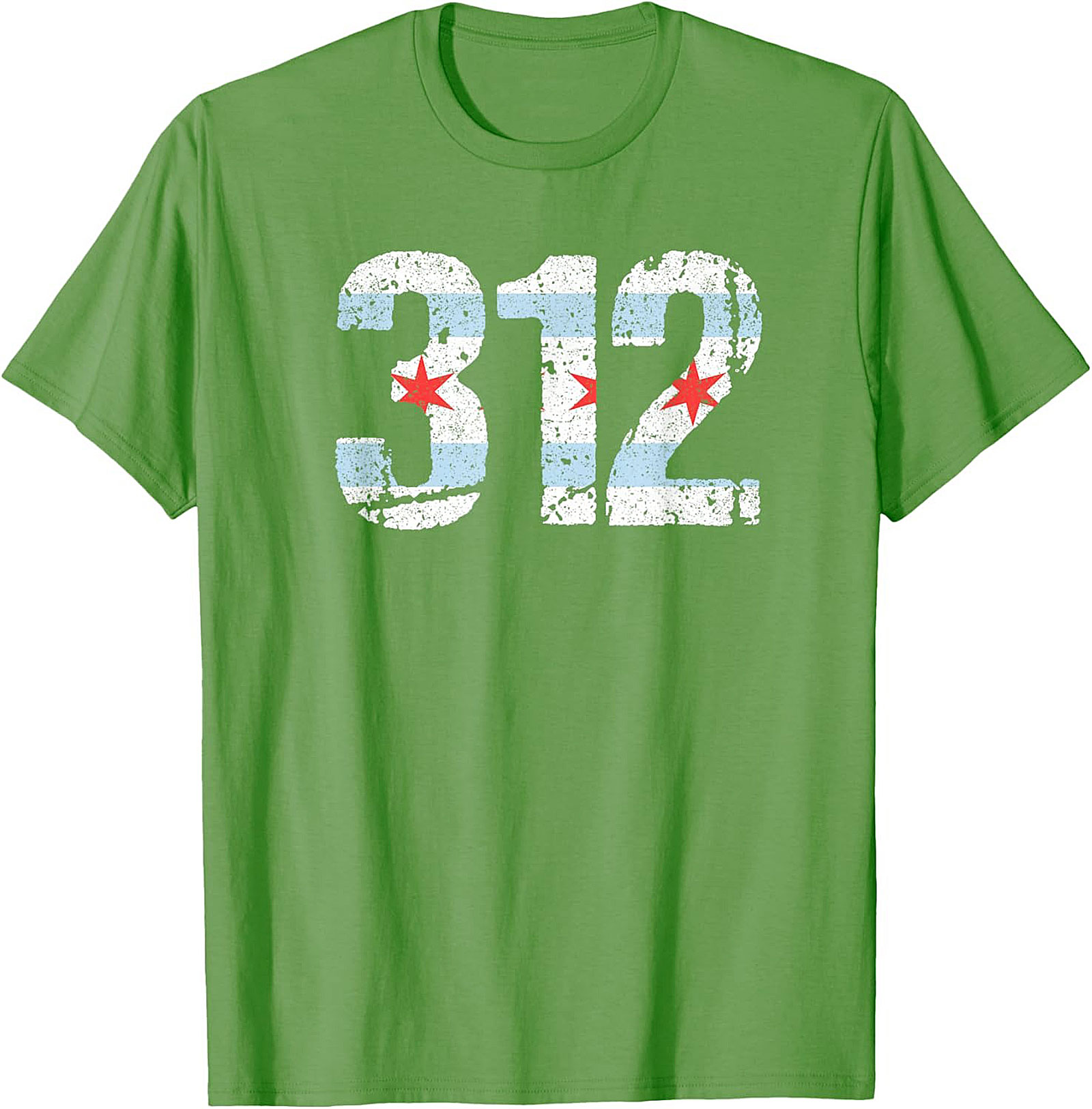 Chicago 312 Area Code T-Shirt Distressed Flag Unisex Tee