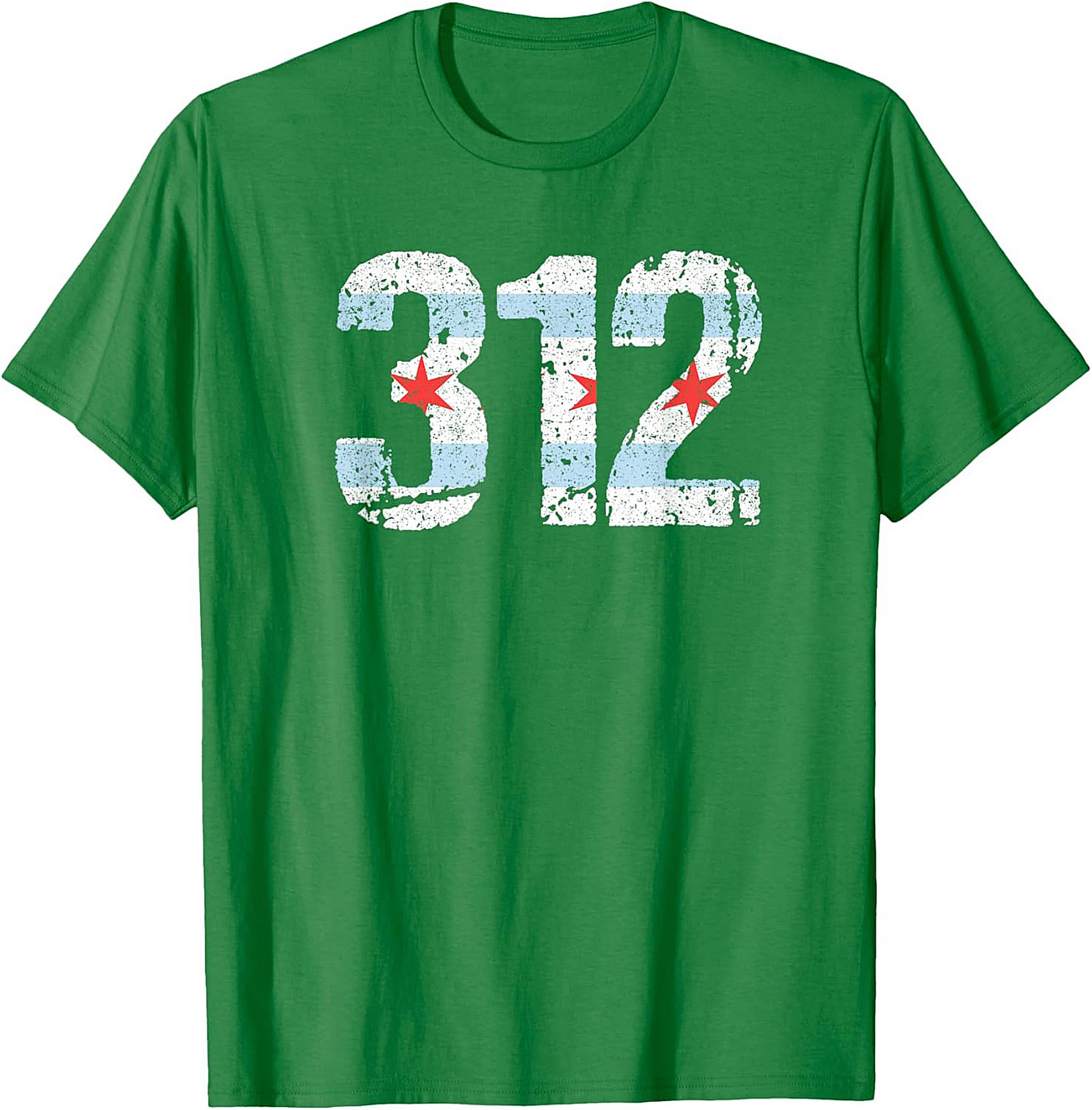 Chicago 312 Area Code T-Shirt Distressed Flag Unisex Tee