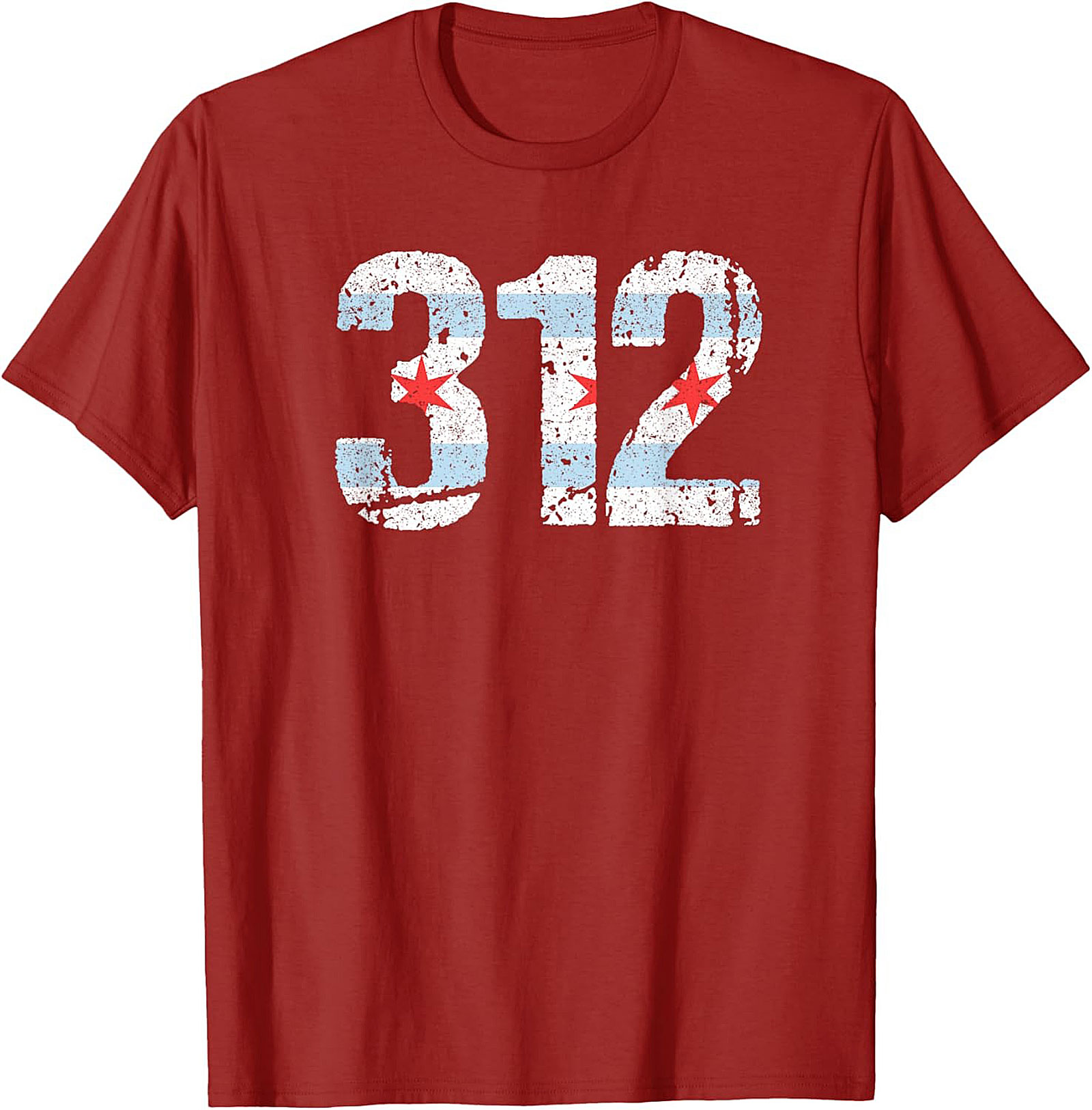 Chicago 312 Area Code T-Shirt Distressed Flag Unisex Tee