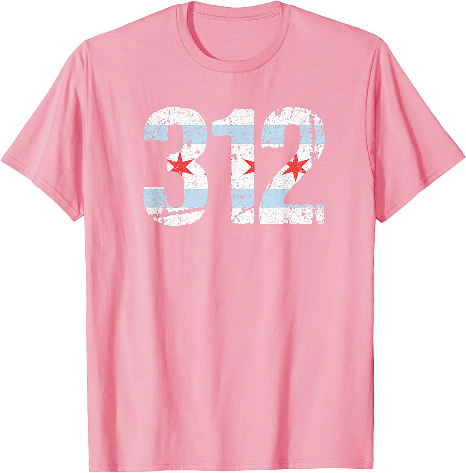 Chicago 312 Area Code T-Shirt Distressed Flag Unisex Tee