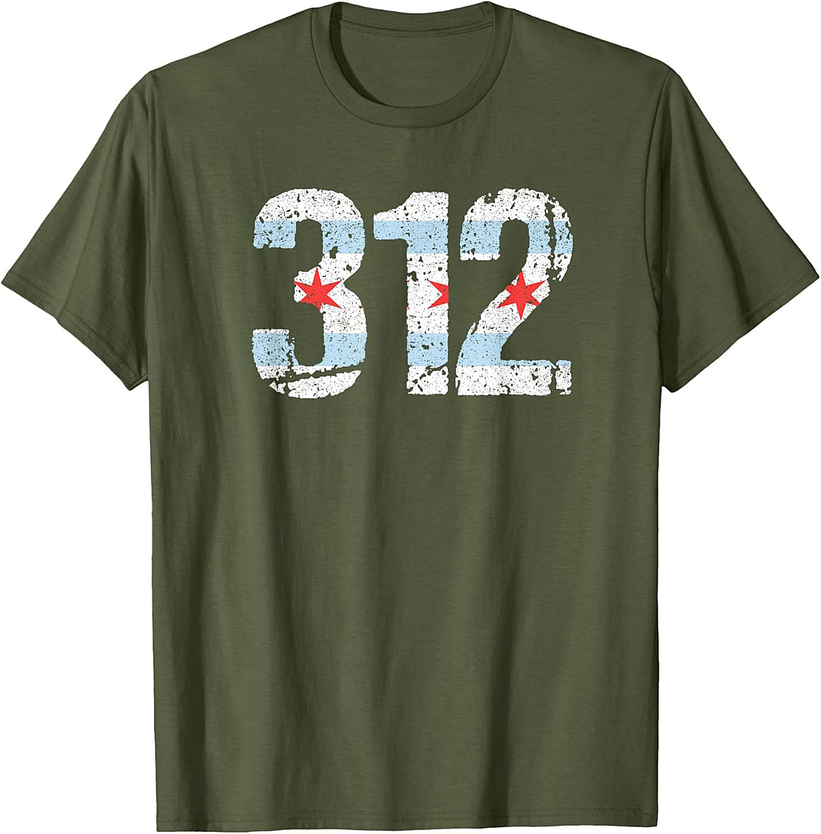 Chicago 312 Area Code T-Shirt Distressed Flag Unisex Tee