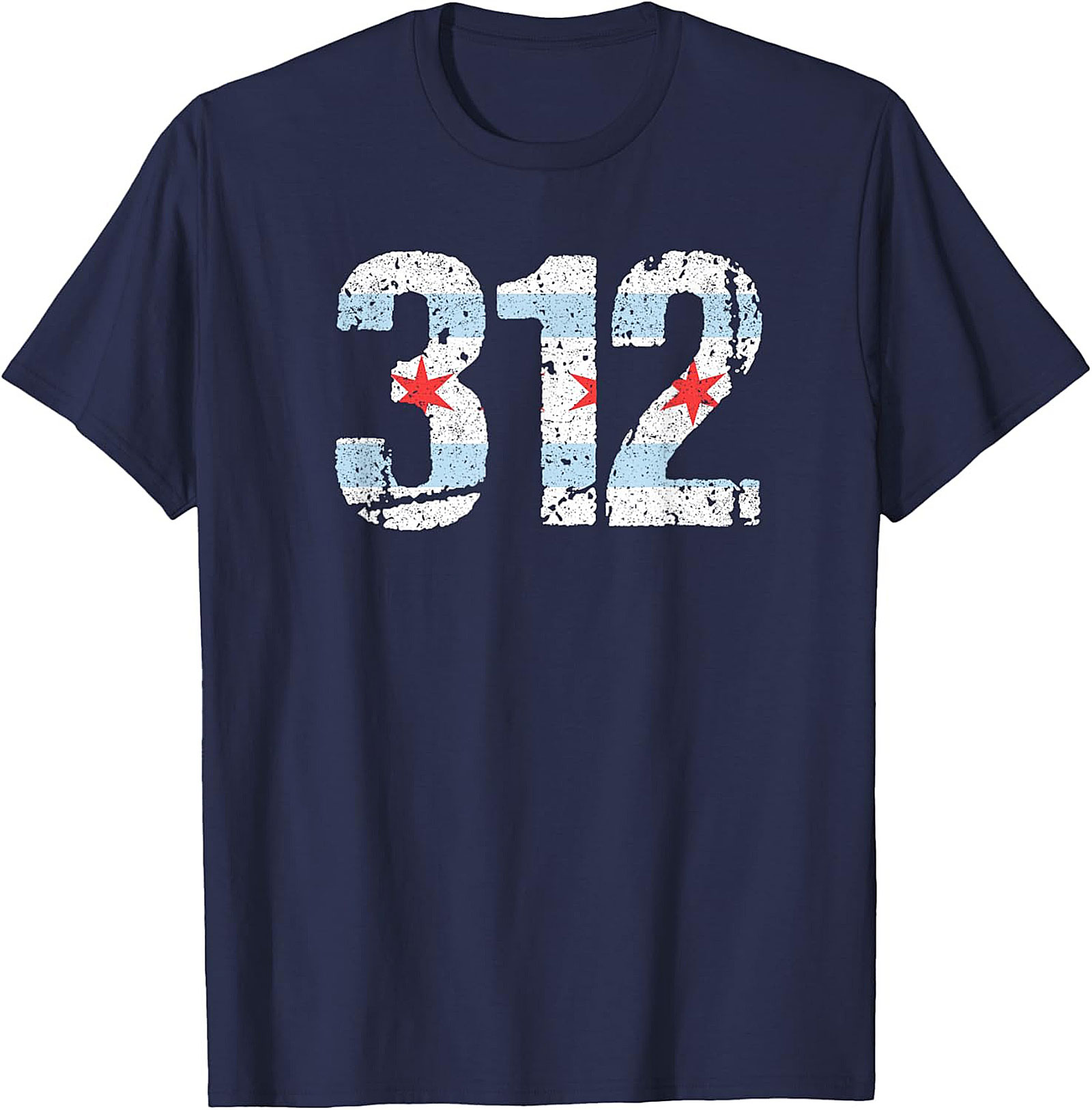 Chicago 312 Area Code T-Shirt Distressed Flag Unisex Tee