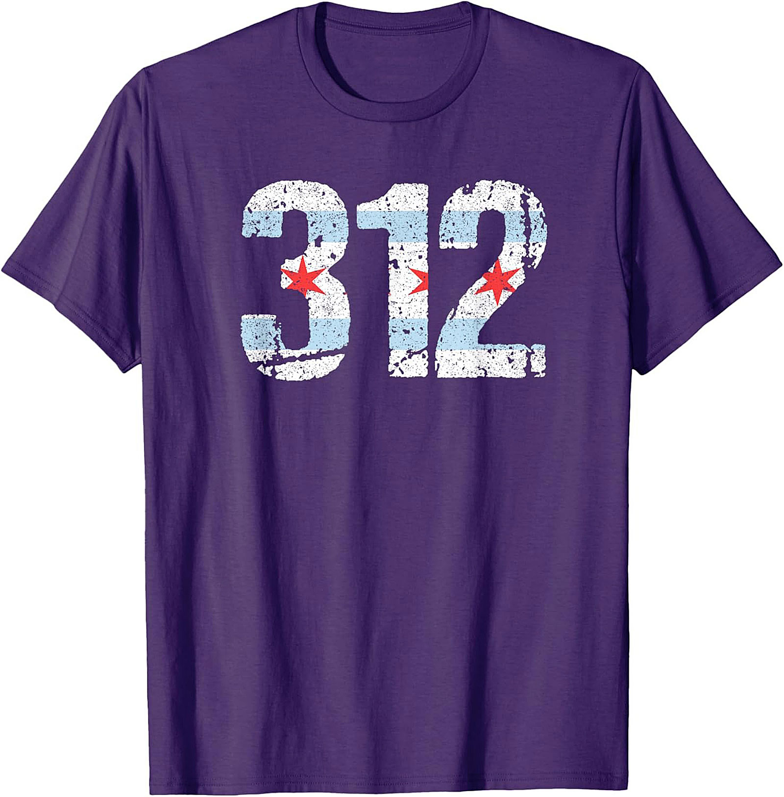 Chicago 312 Area Code T-Shirt Distressed Flag Unisex Tee
