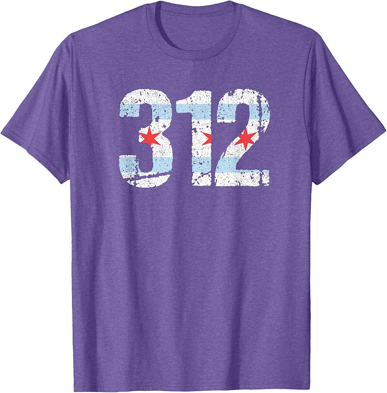 Chicago 312 Area Code T-Shirt Distressed Flag Unisex Tee
