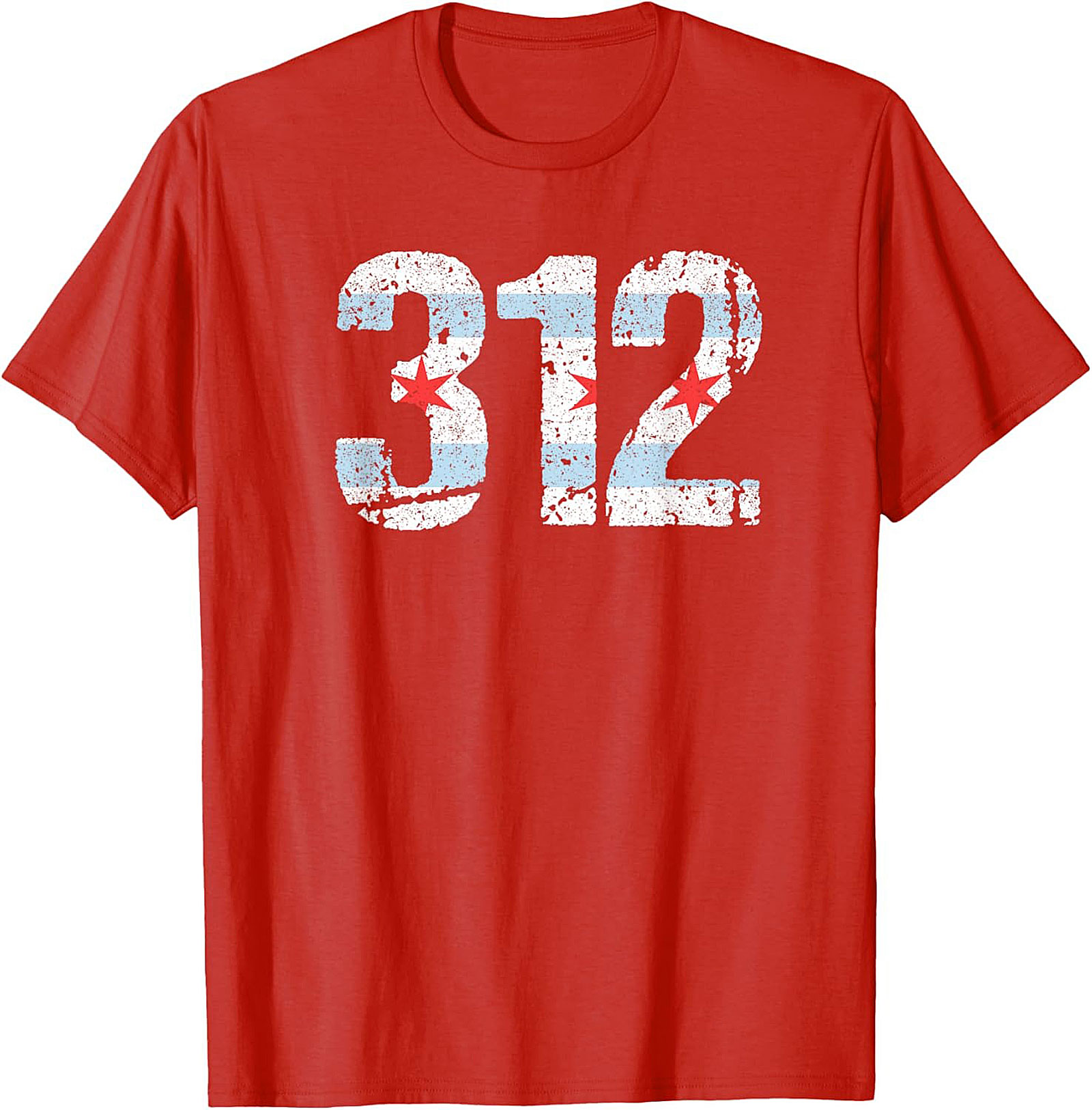 Chicago 312 Area Code T-Shirt Distressed Flag Unisex Tee
