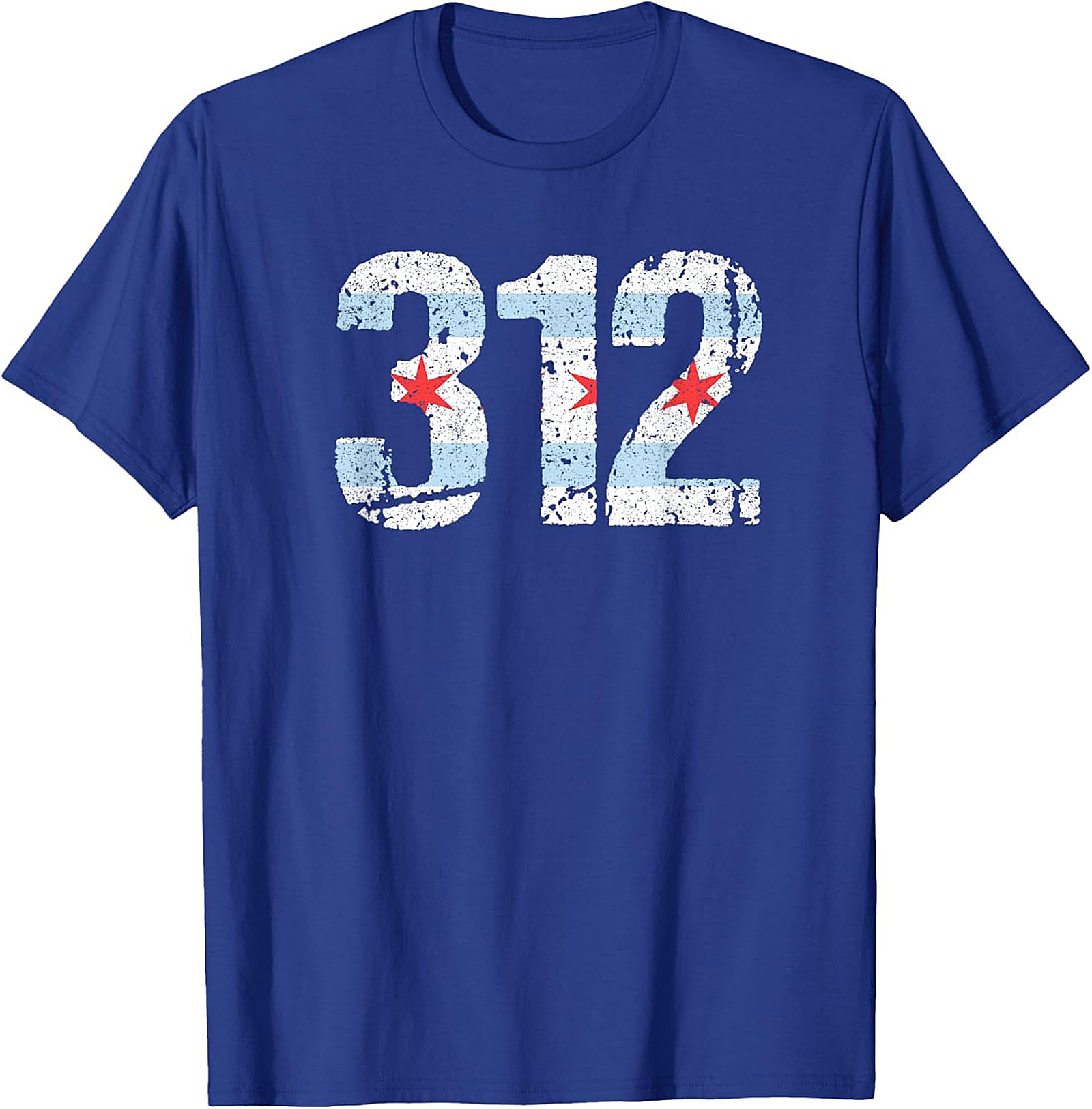 Chicago 312 Area Code T-Shirt Distressed Flag Unisex Tee