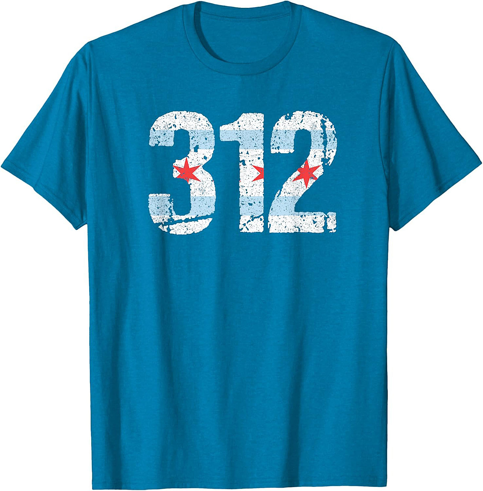 Chicago 312 Area Code T-Shirt Distressed Flag Unisex Tee