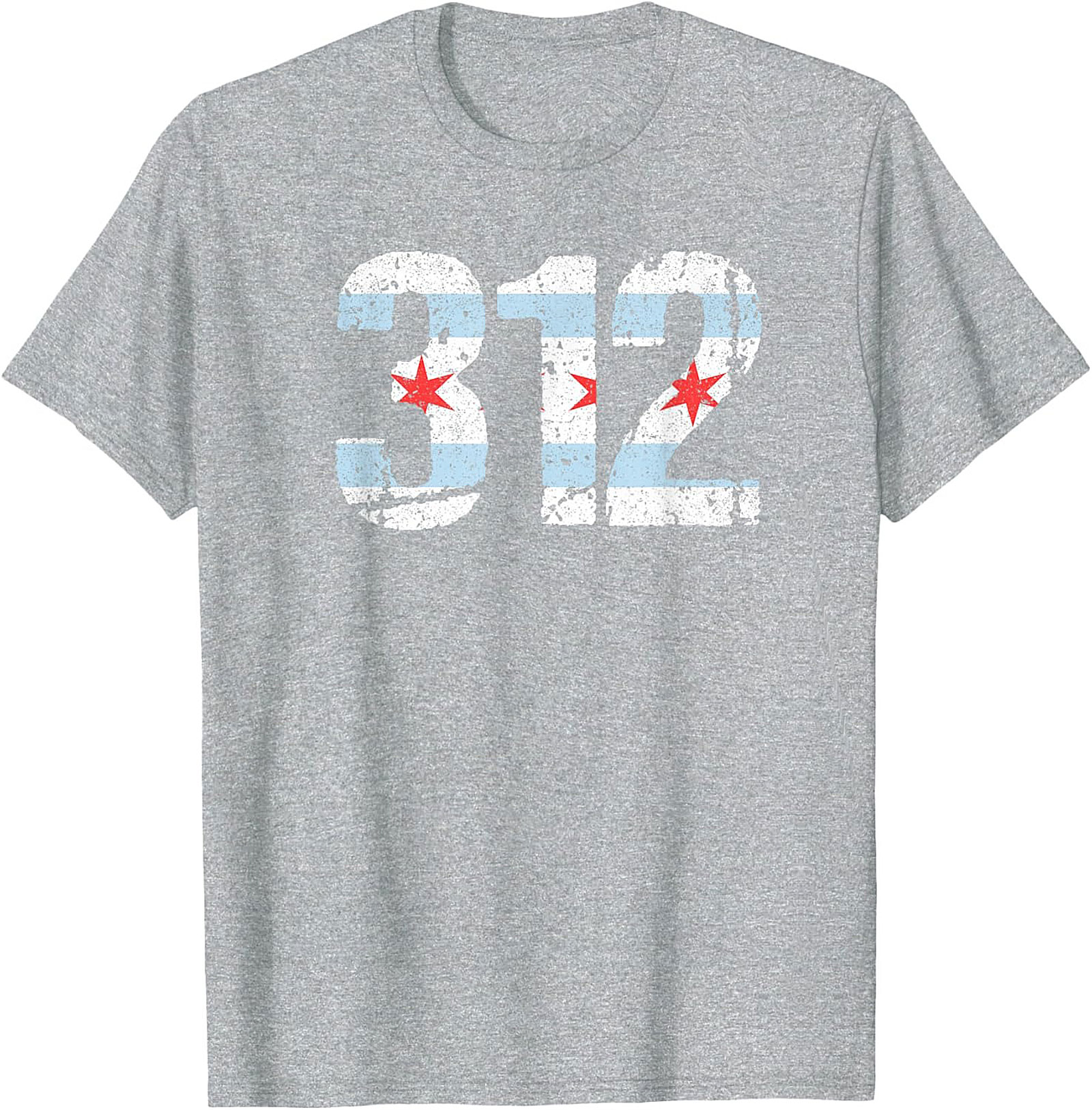 Chicago 312 Area Code T-Shirt Distressed Flag Unisex Tee