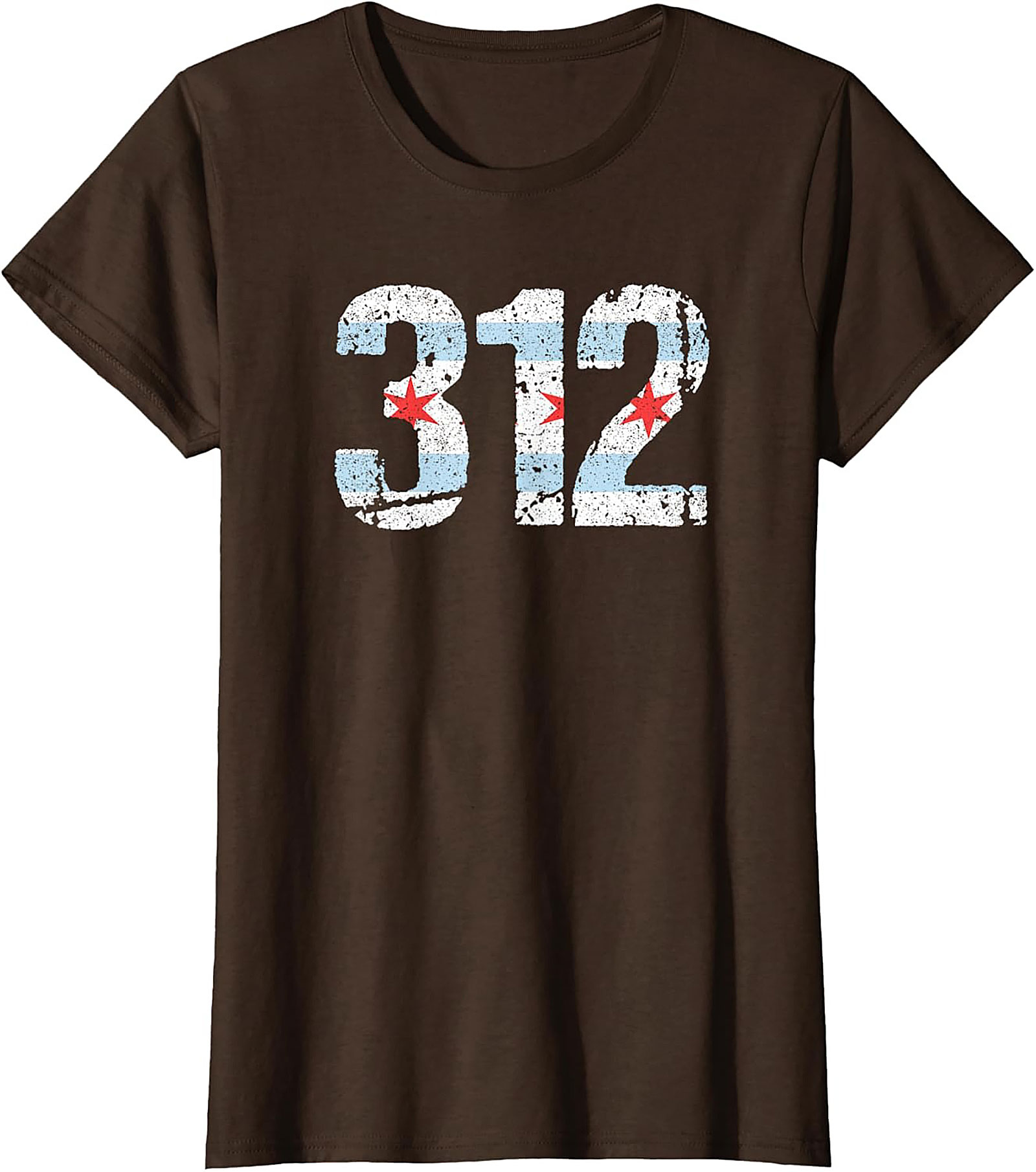 Chicago 312 Area Code T-Shirt Distressed Flag Unisex Tee