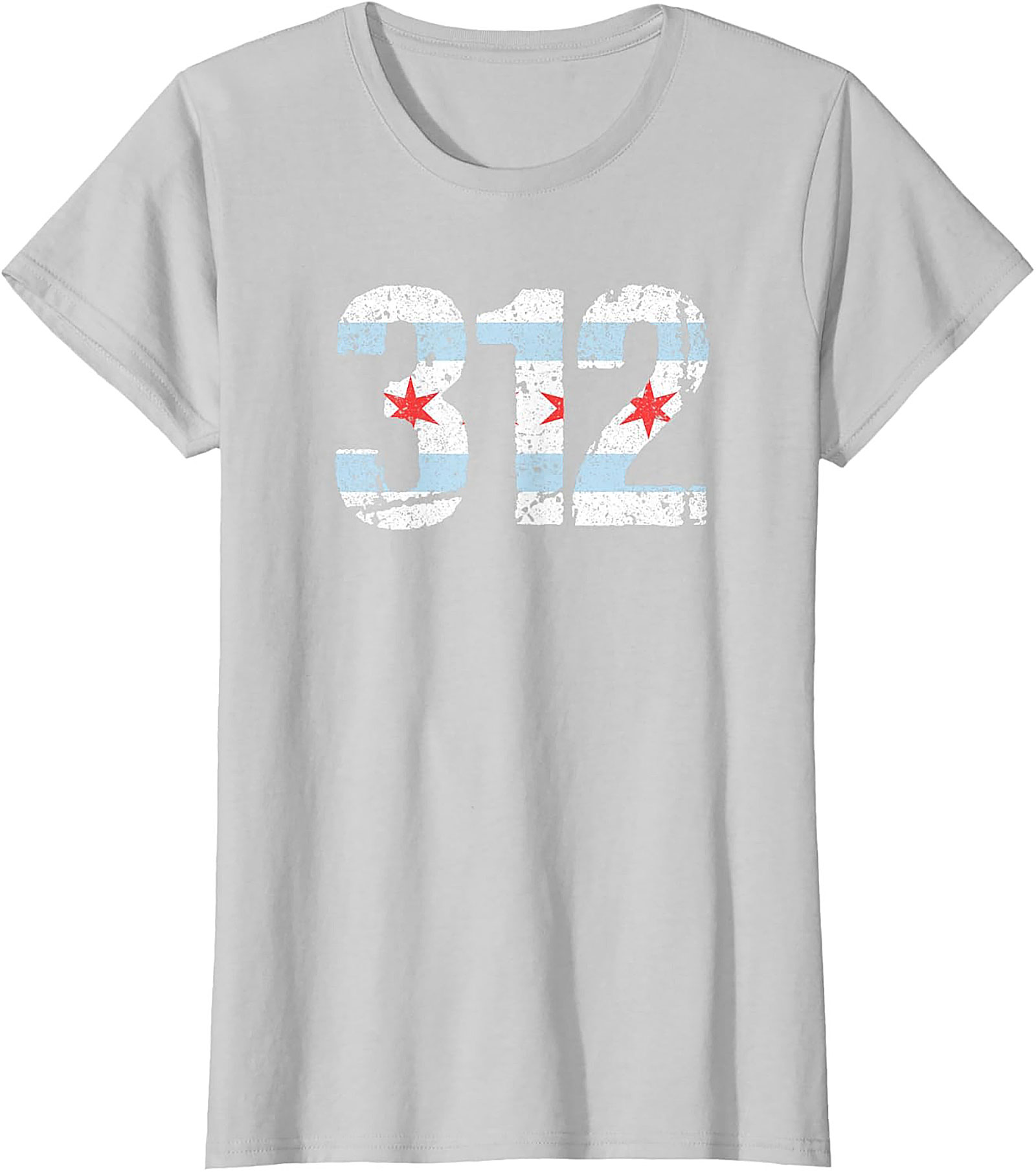 Chicago 312 Area Code T-Shirt Distressed Flag Unisex Tee