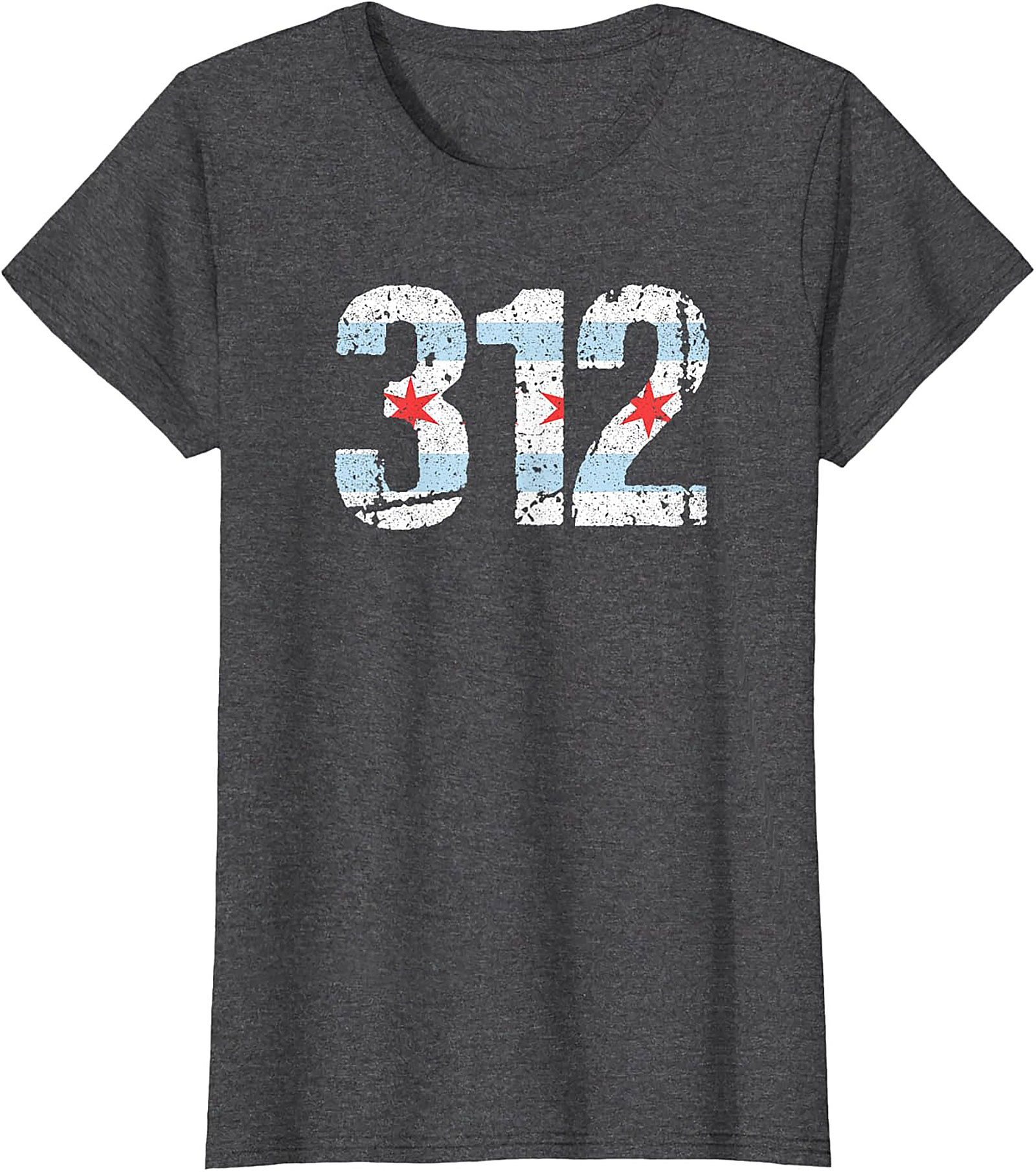 Chicago 312 Area Code T-Shirt Distressed Flag Unisex Tee