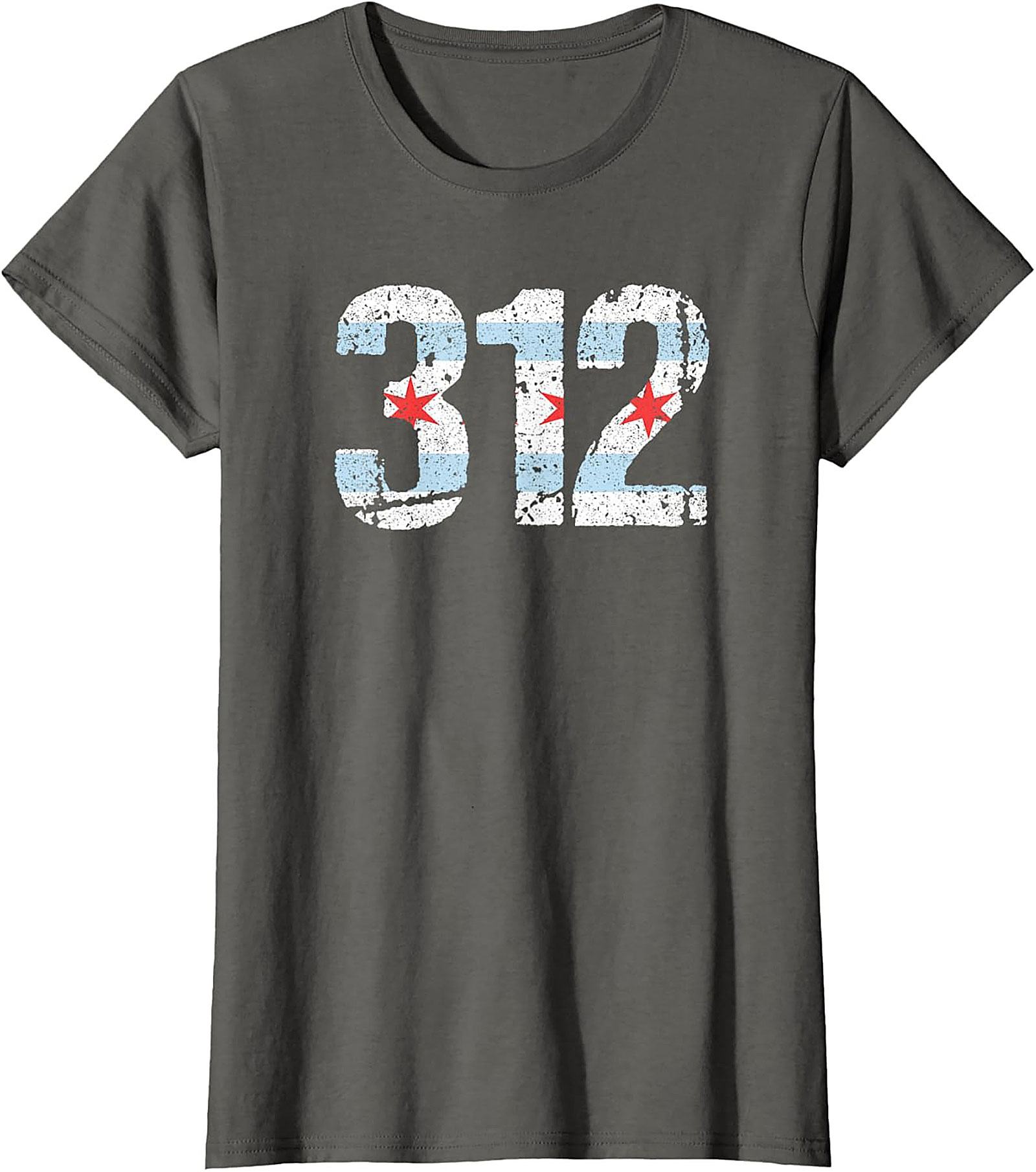 Chicago 312 Area Code T-Shirt Distressed Flag Unisex Tee