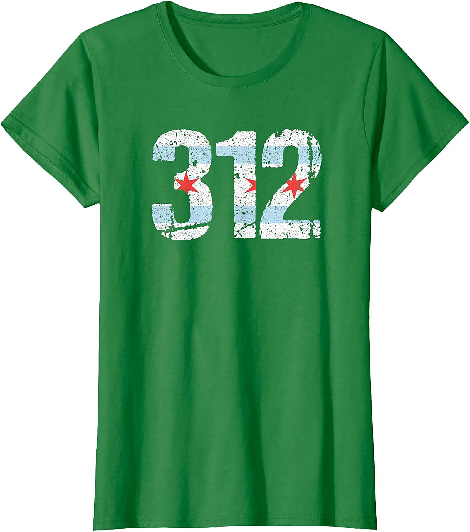 Chicago 312 Area Code T-Shirt Distressed Flag Unisex Tee