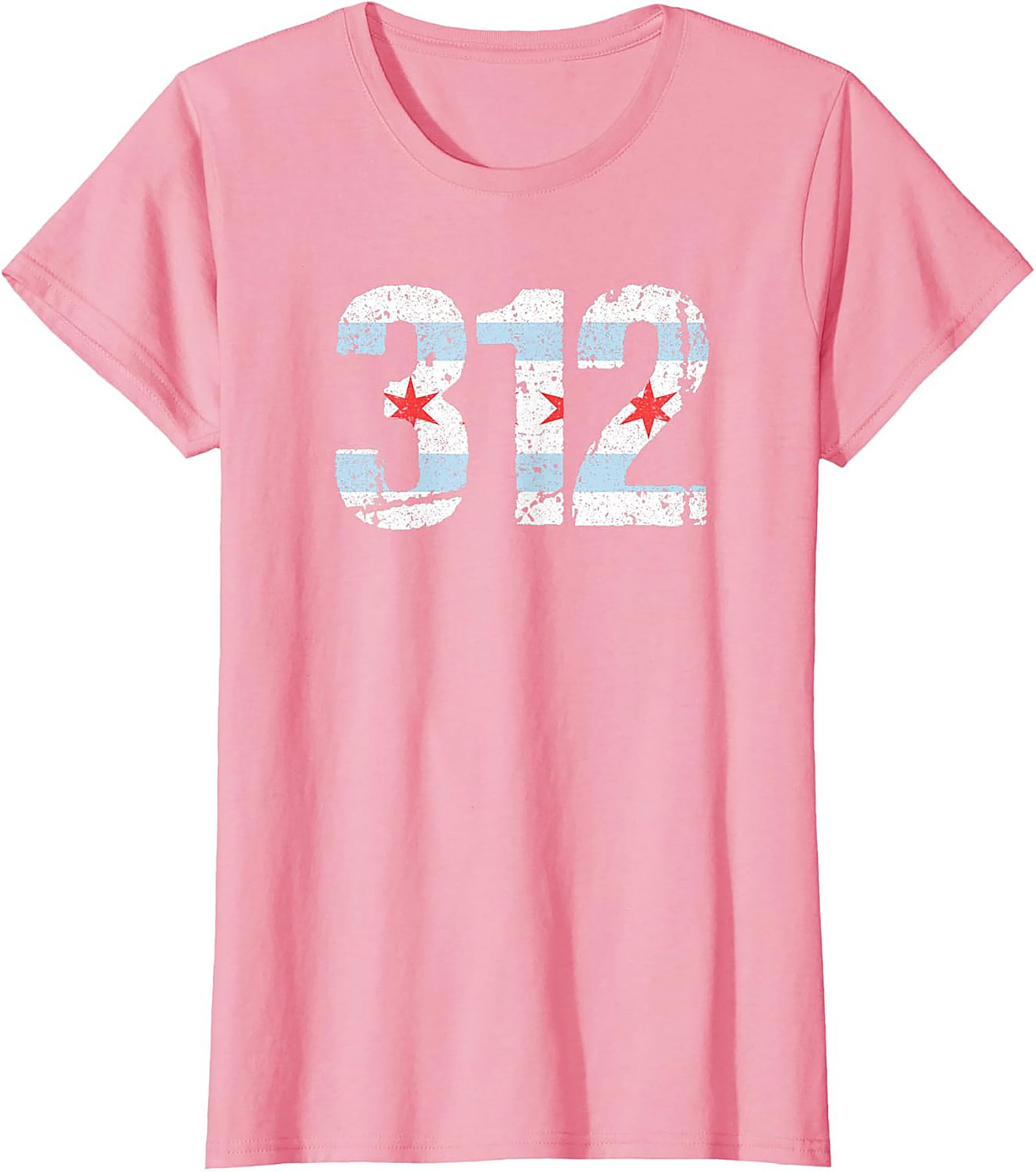 Chicago 312 Area Code T-Shirt Distressed Flag Unisex Tee