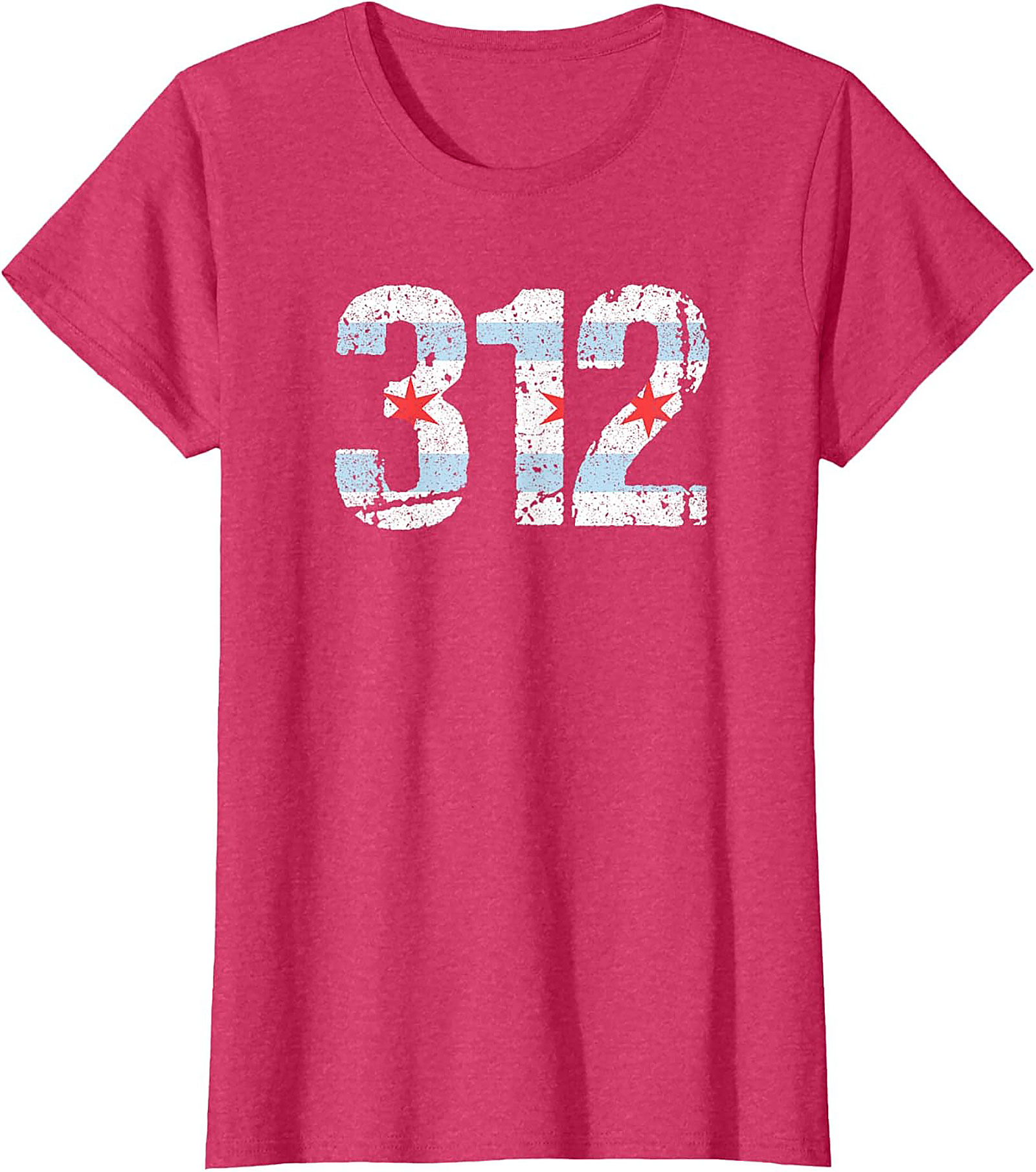 Chicago 312 Area Code T-Shirt Distressed Flag Unisex Tee