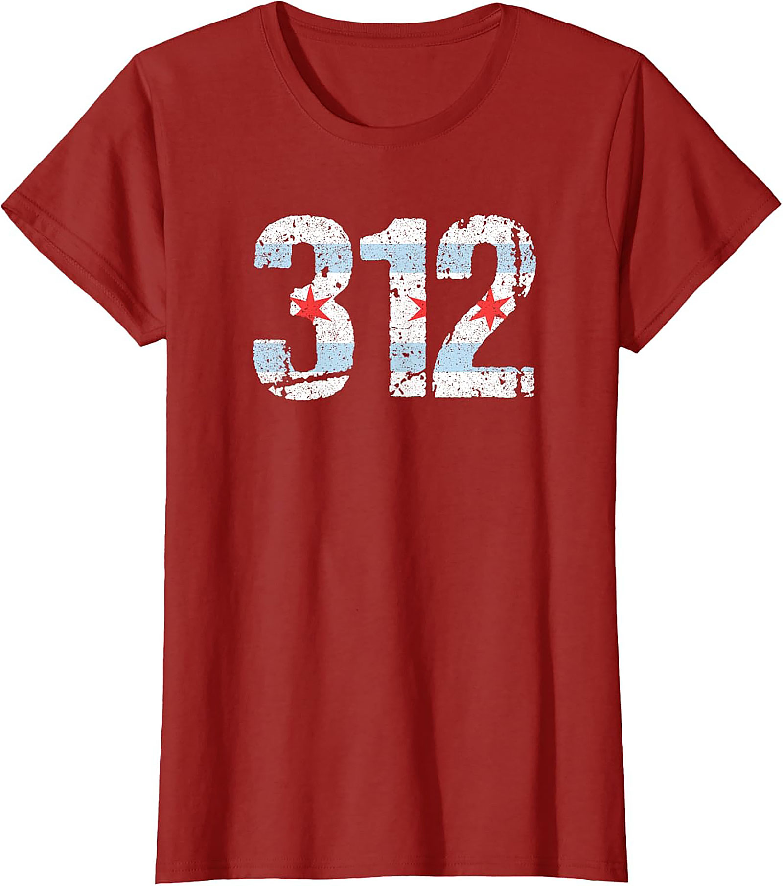 Chicago 312 Area Code T-Shirt Distressed Flag Unisex Tee