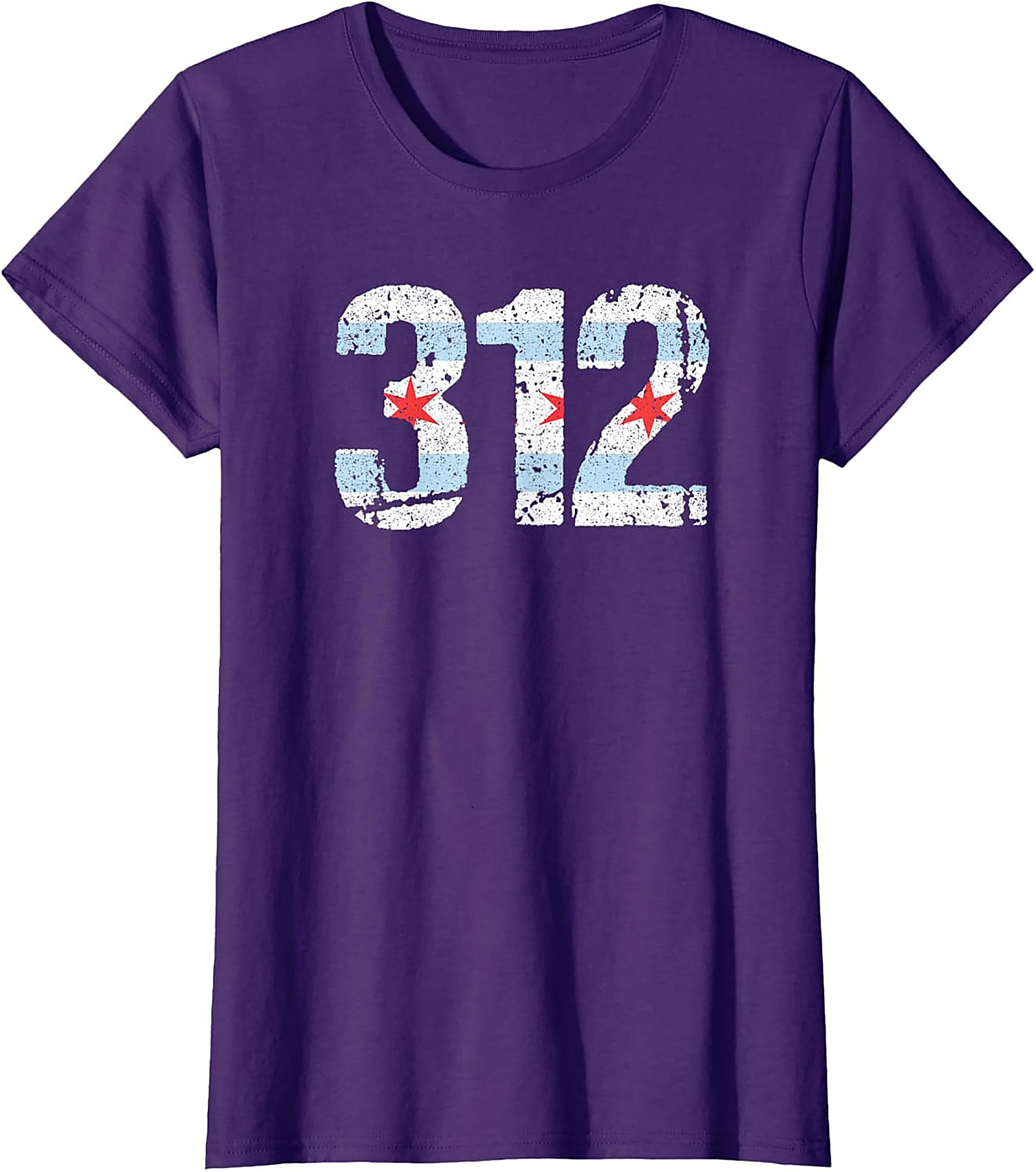 Chicago 312 Area Code T-Shirt Distressed Flag Unisex Tee