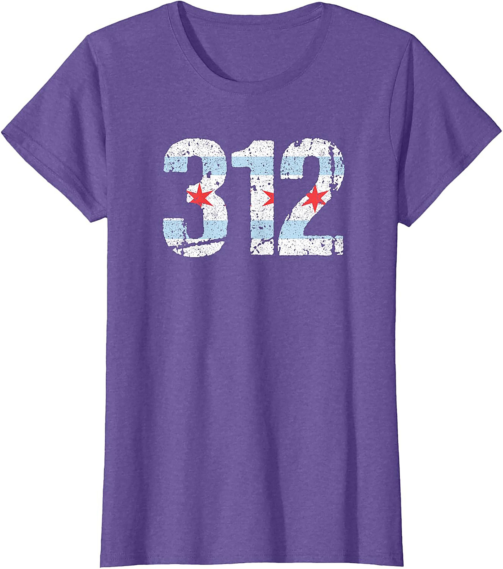 Chicago 312 Area Code T-Shirt Distressed Flag Unisex Tee
