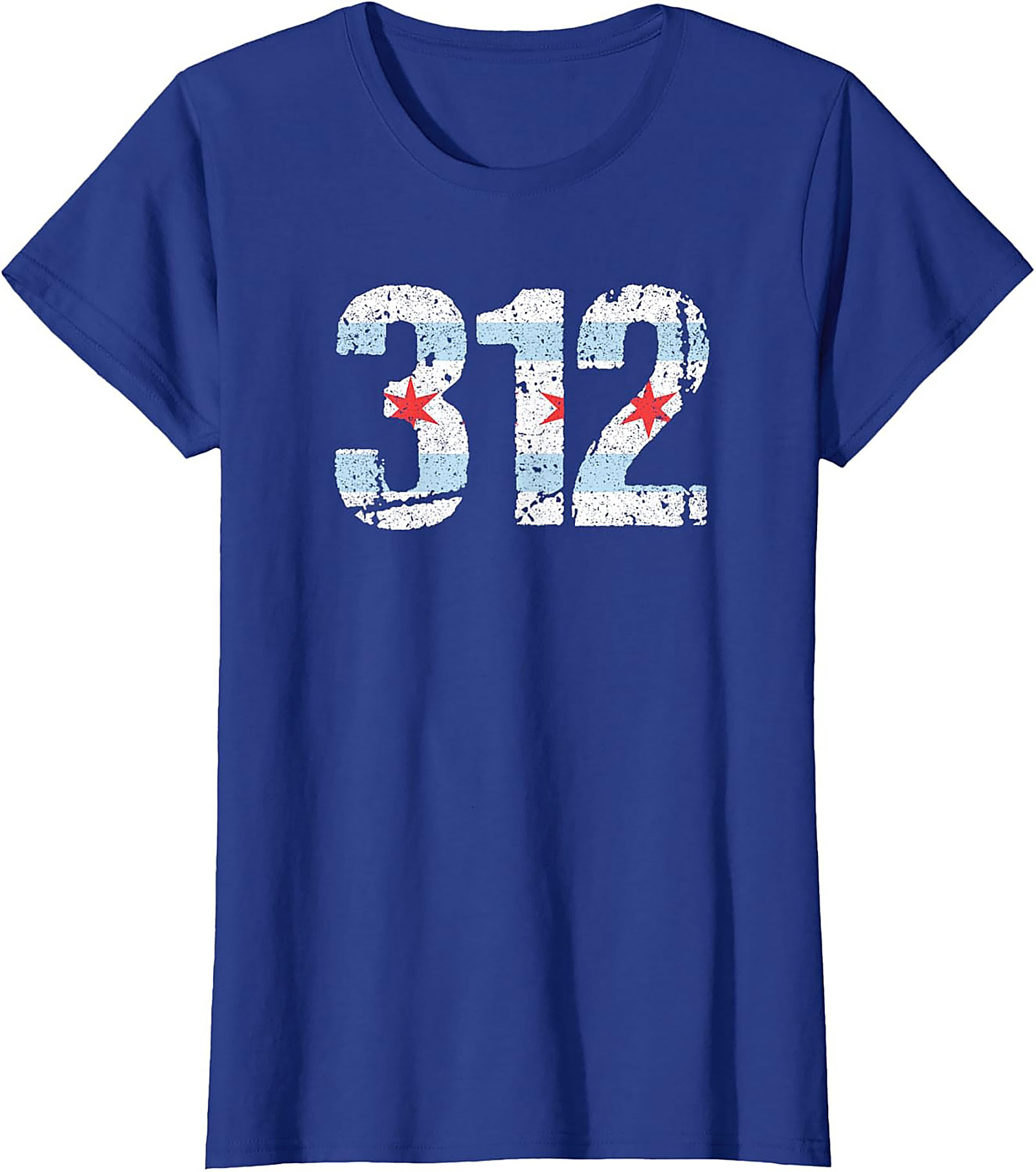 Chicago 312 Area Code T-Shirt Distressed Flag Unisex Tee