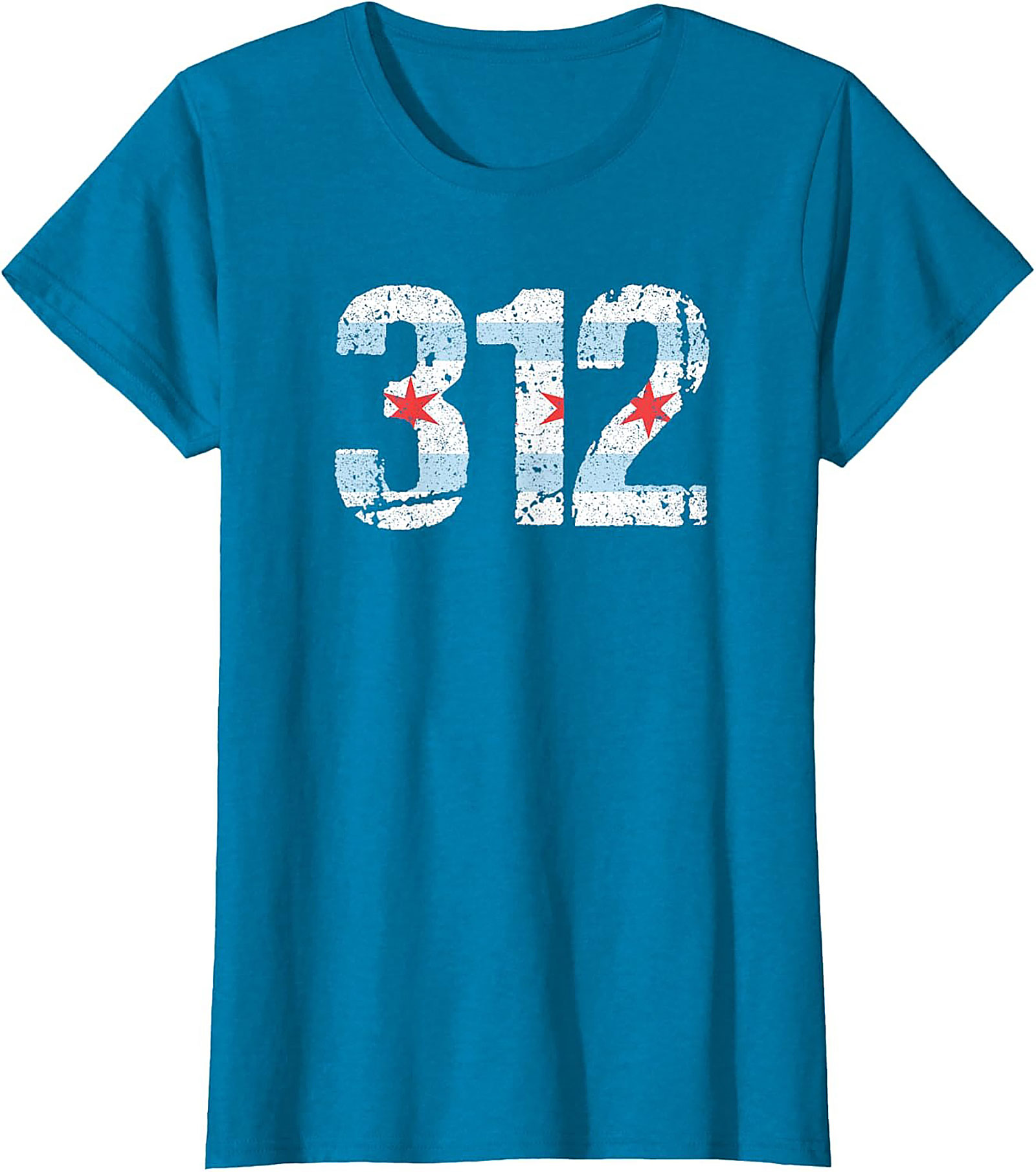 Chicago 312 Area Code T-Shirt Distressed Flag Unisex Tee