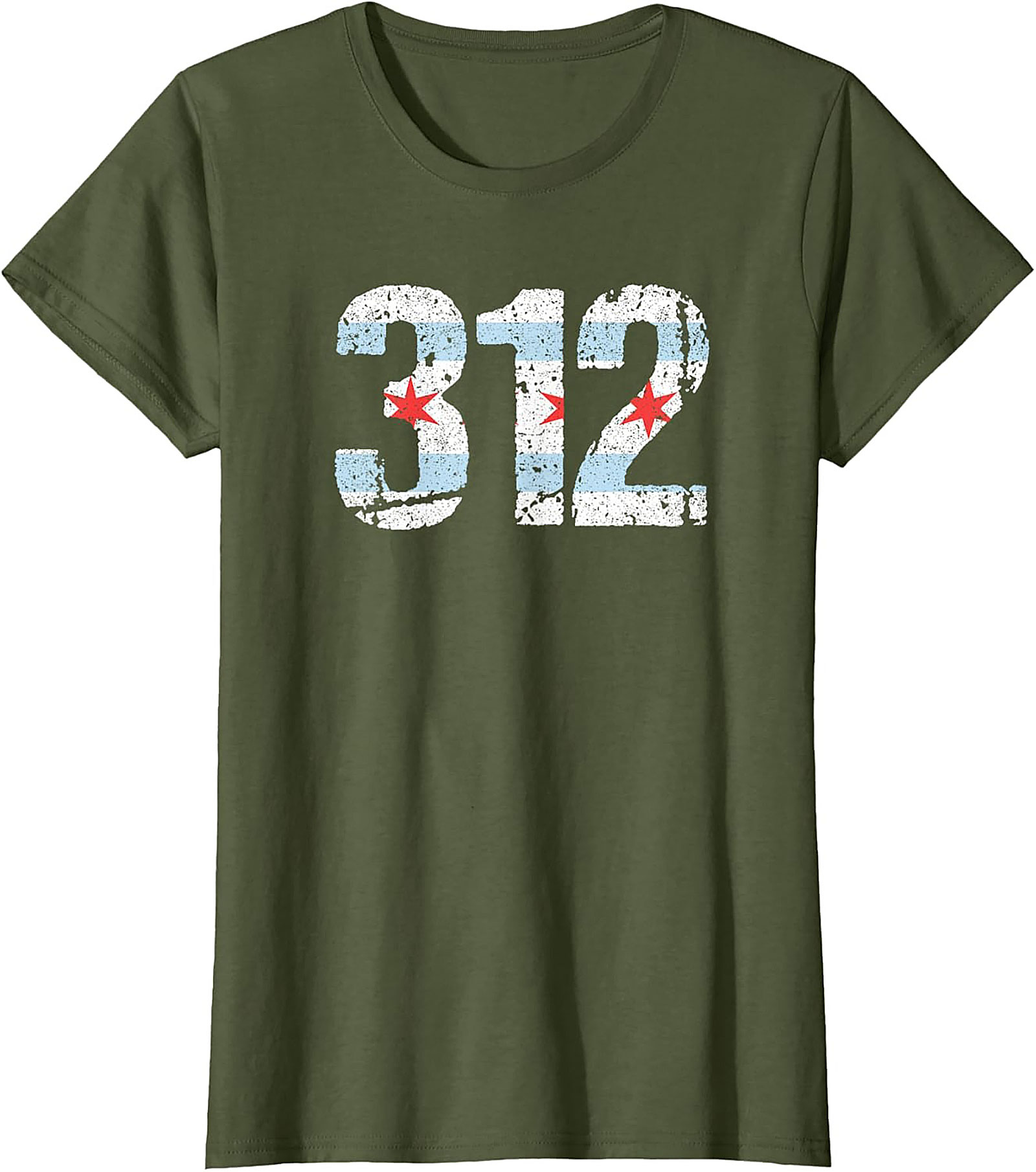 Chicago 312 Area Code T-Shirt Distressed Flag Unisex Tee