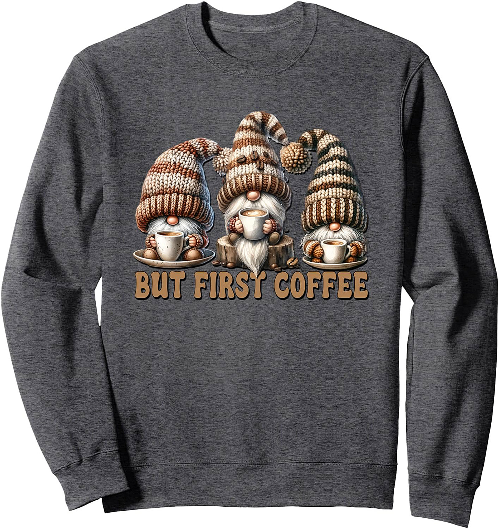 But First Coffee Gnome Sweatshirt - Cozy Crewneck Graphic