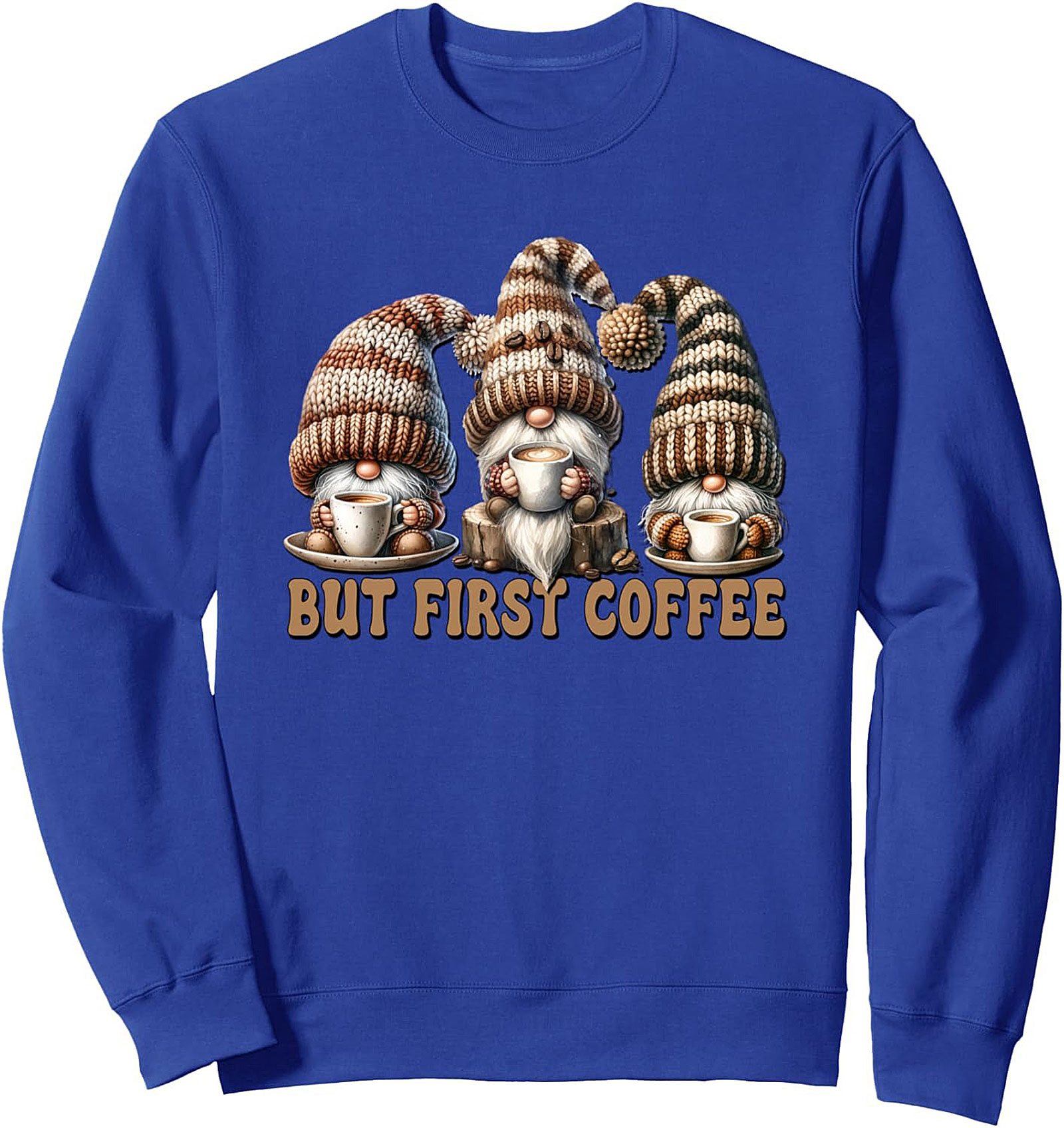But First Coffee Gnome Sweatshirt - Cozy Crewneck Graphic