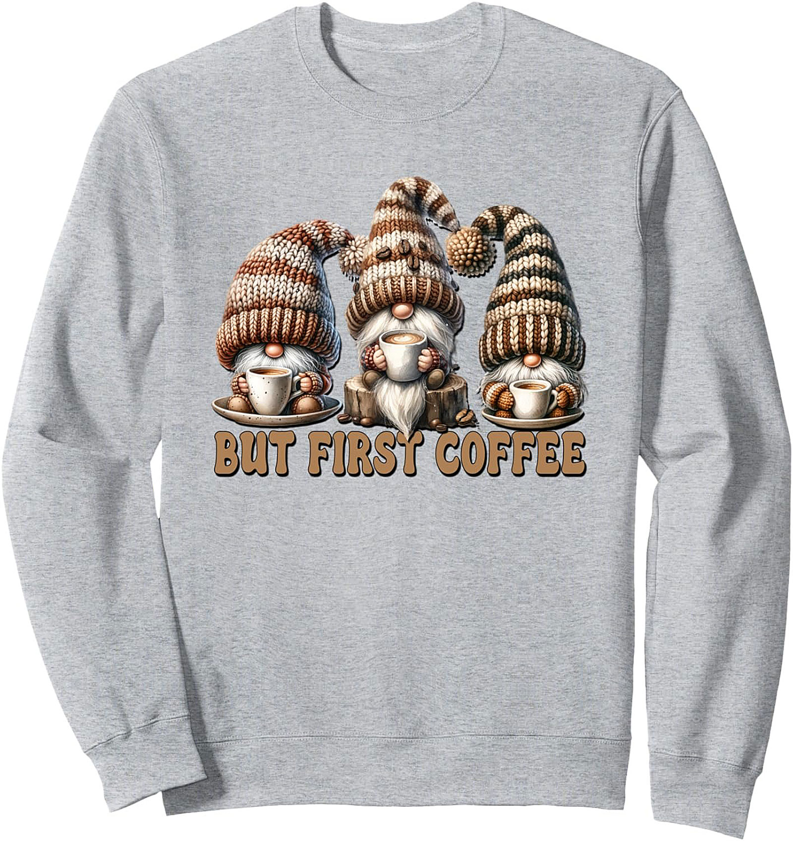 But First Coffee Gnome Sweatshirt - Cozy Crewneck Graphic