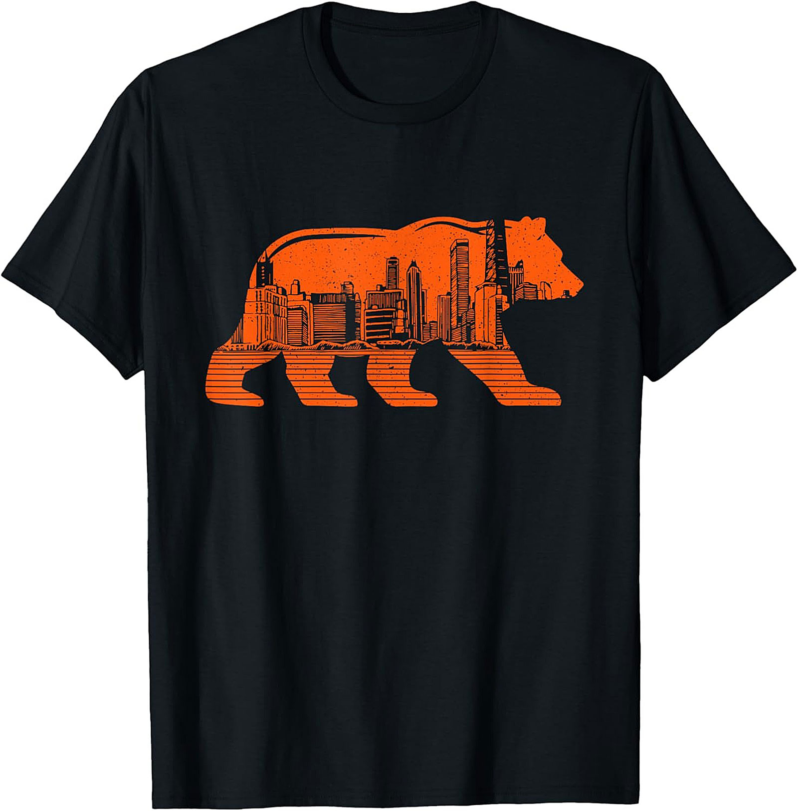 Chicago Bear City Skyline T-Shirt Bold Orange Graphic Tee