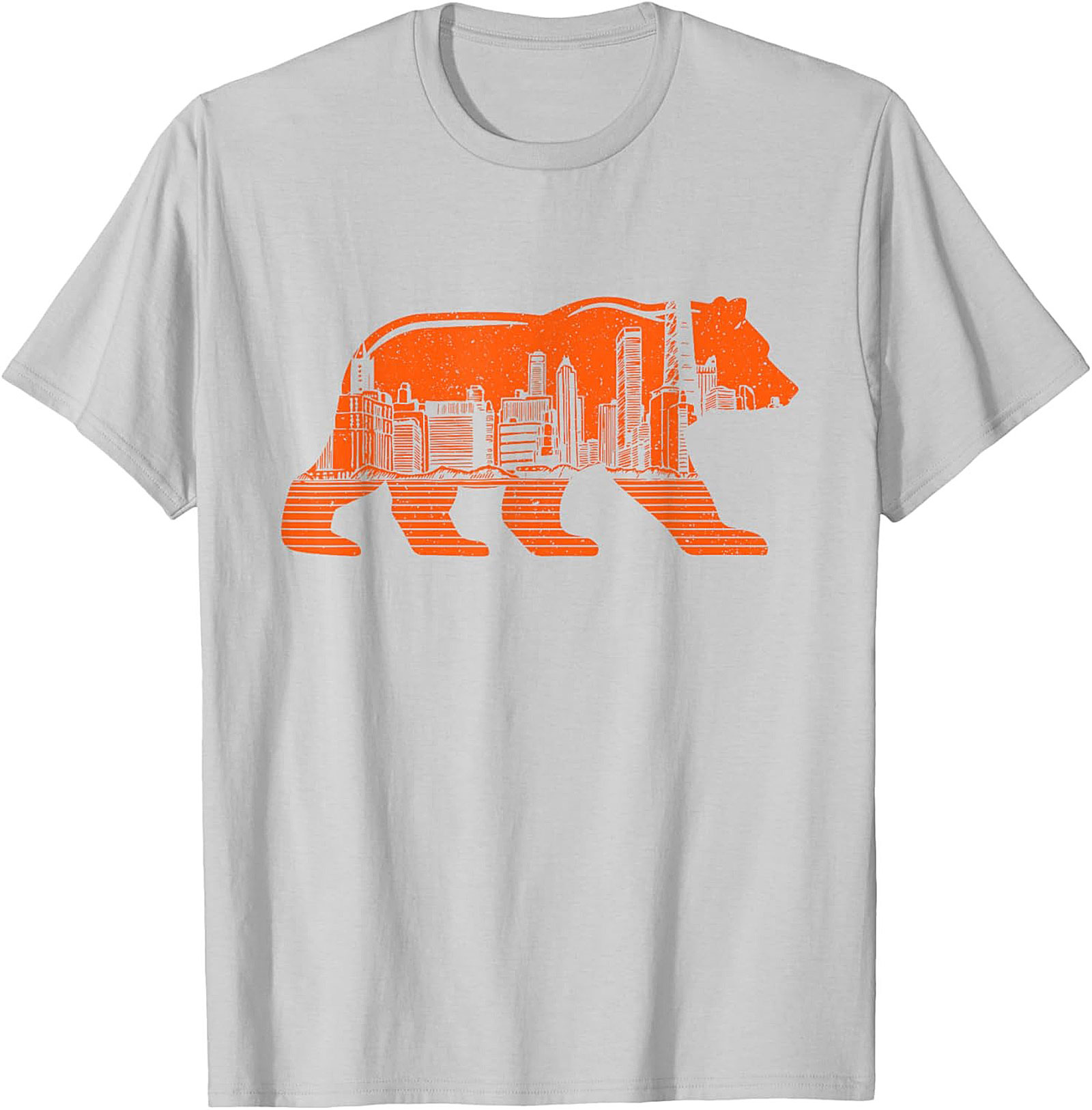 Chicago Bear City Skyline T-Shirt Bold Orange Graphic Tee