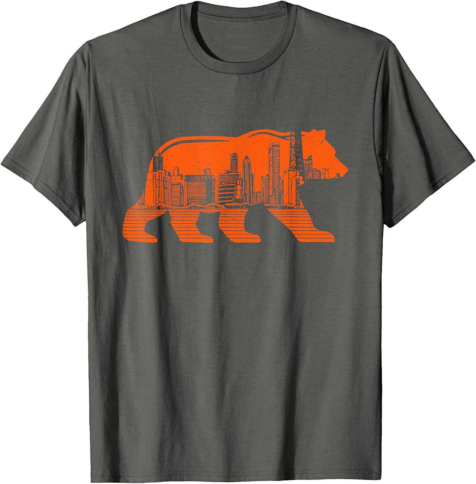Chicago Bear City Skyline T-Shirt Bold Orange Graphic Tee