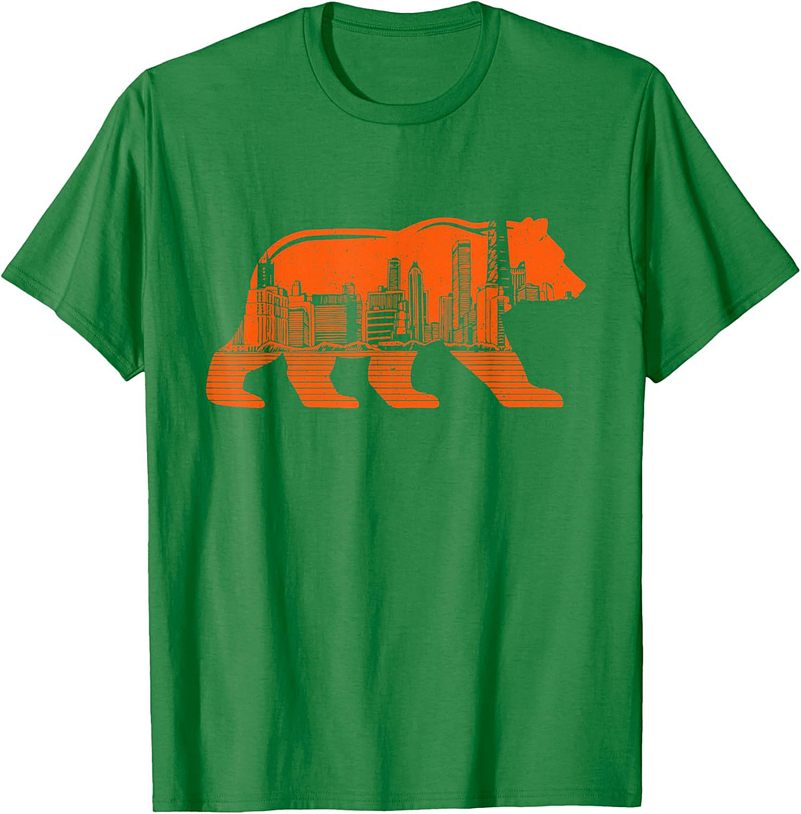 Chicago Bear City Skyline T-Shirt Bold Orange Graphic Tee