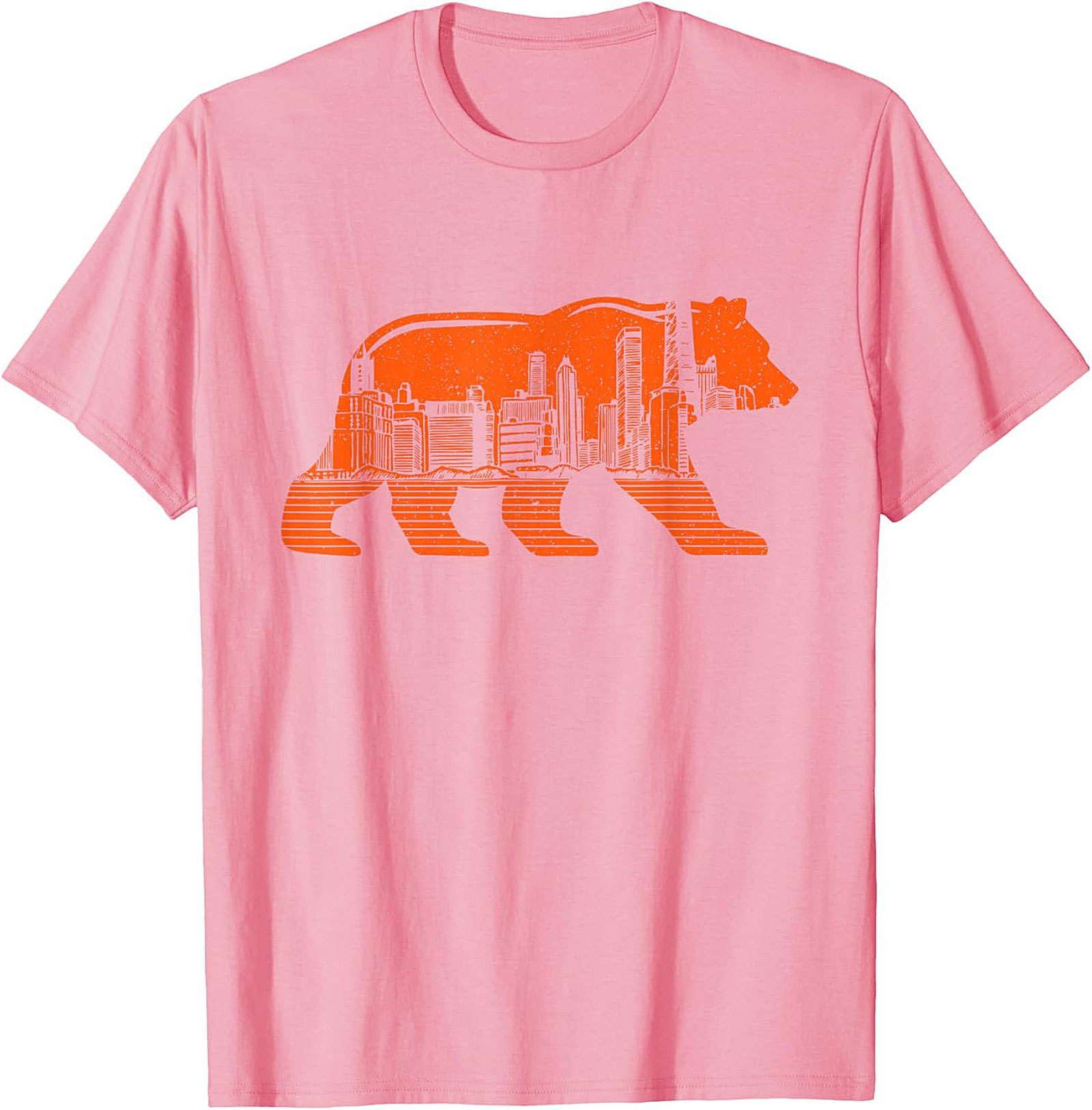 Chicago Bear City Skyline T-Shirt Bold Orange Graphic Tee