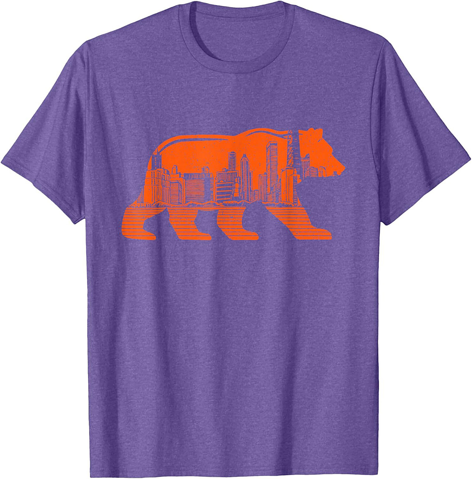 Chicago Bear City Skyline T-Shirt Bold Orange Graphic Tee