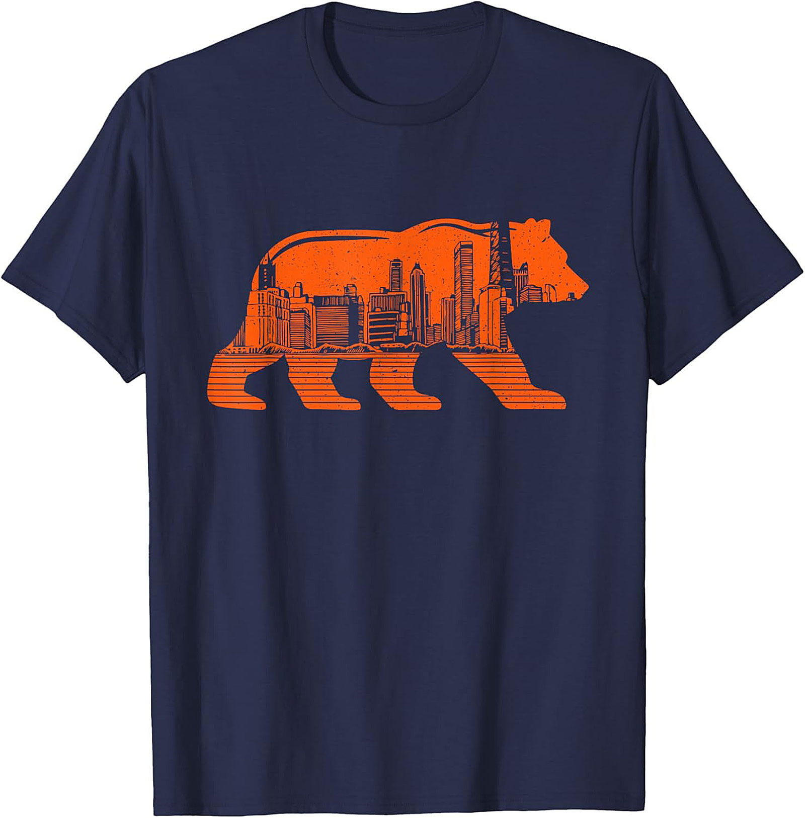 Chicago Bear City Skyline T-Shirt Bold Orange Graphic Tee