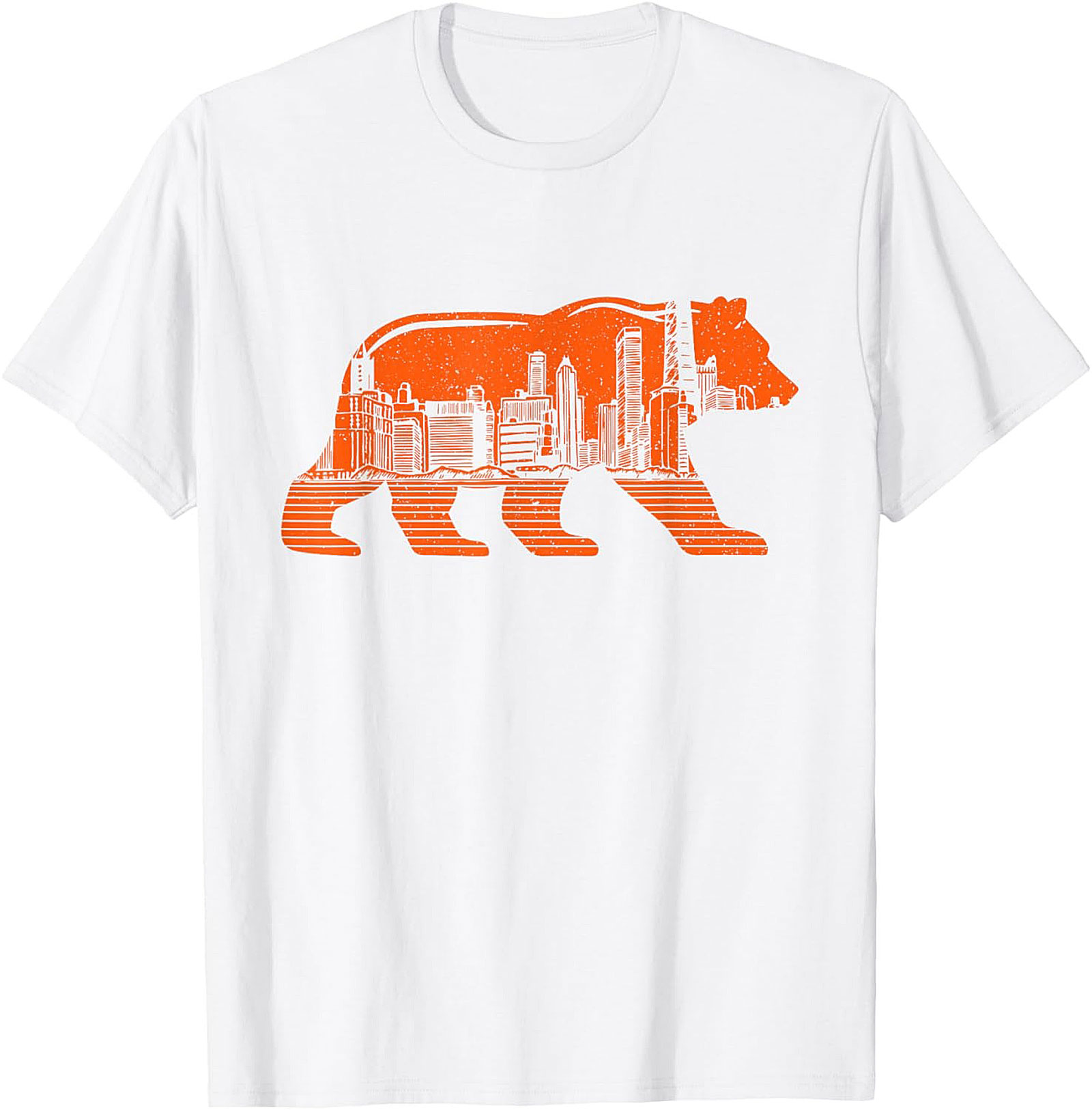 Chicago Bear City Skyline T-Shirt Bold Orange Graphic Tee