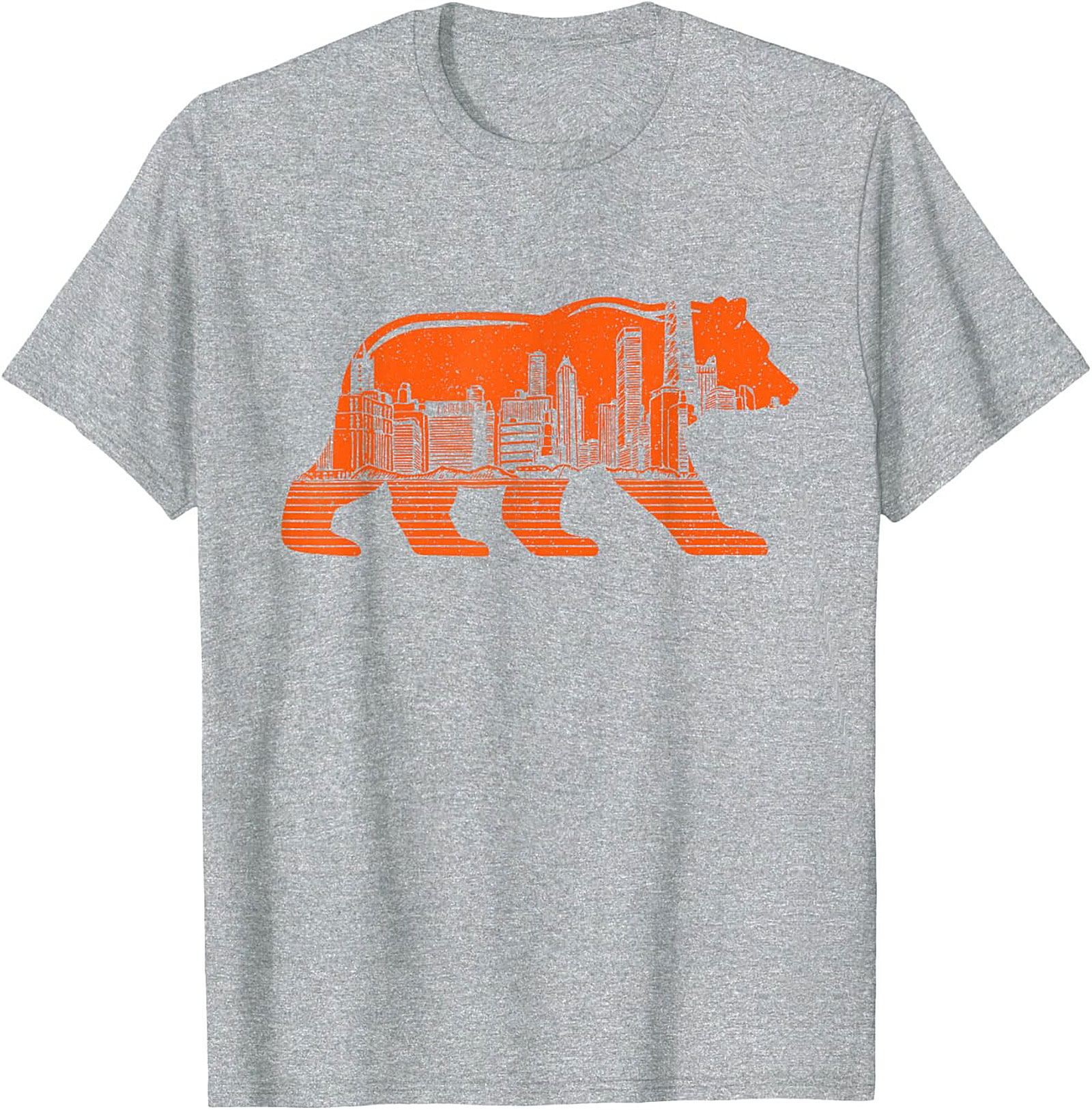Chicago Bear City Skyline T-Shirt Bold Orange Graphic Tee