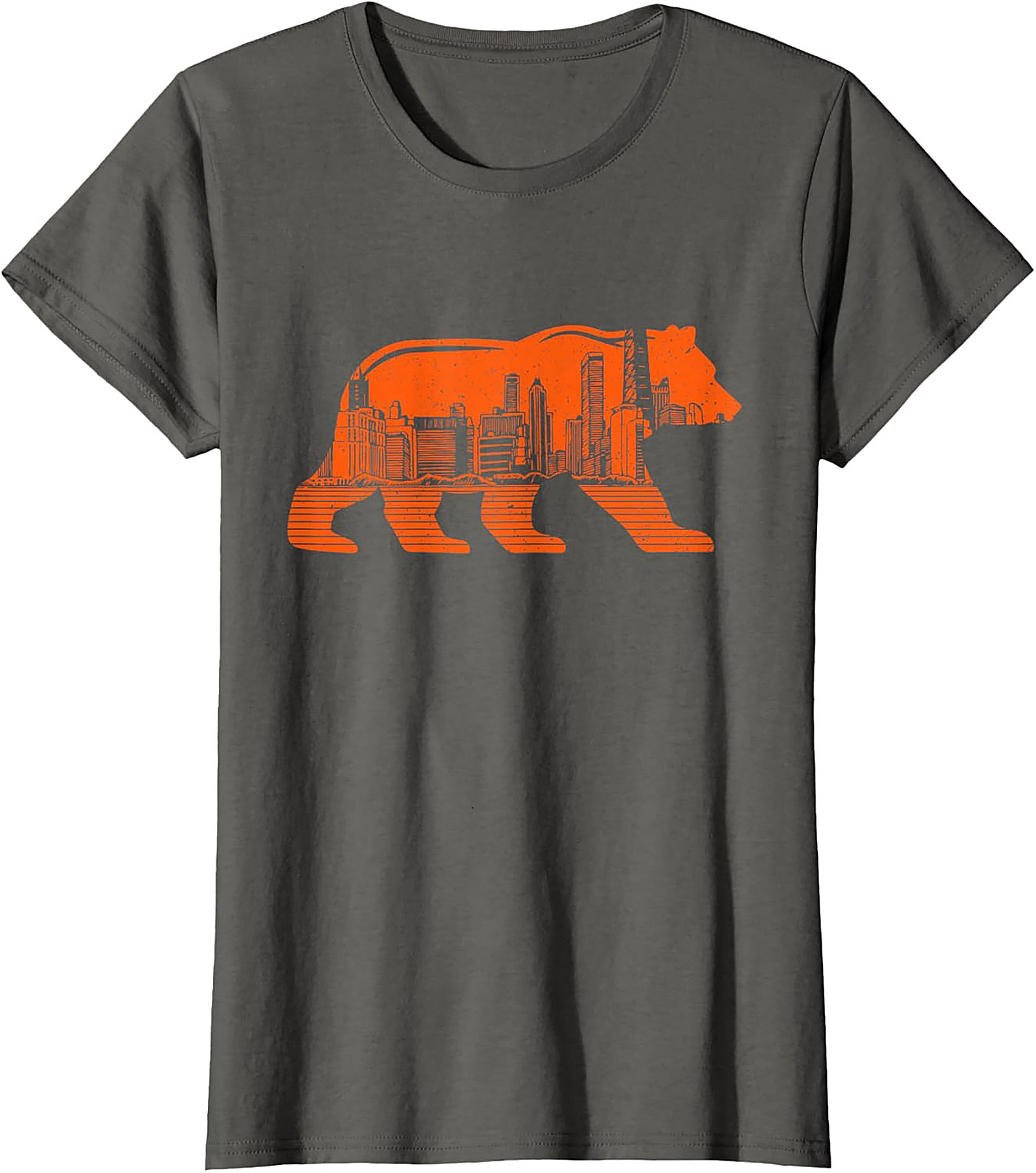 Chicago Bear City Skyline T-Shirt Bold Orange Graphic Tee
