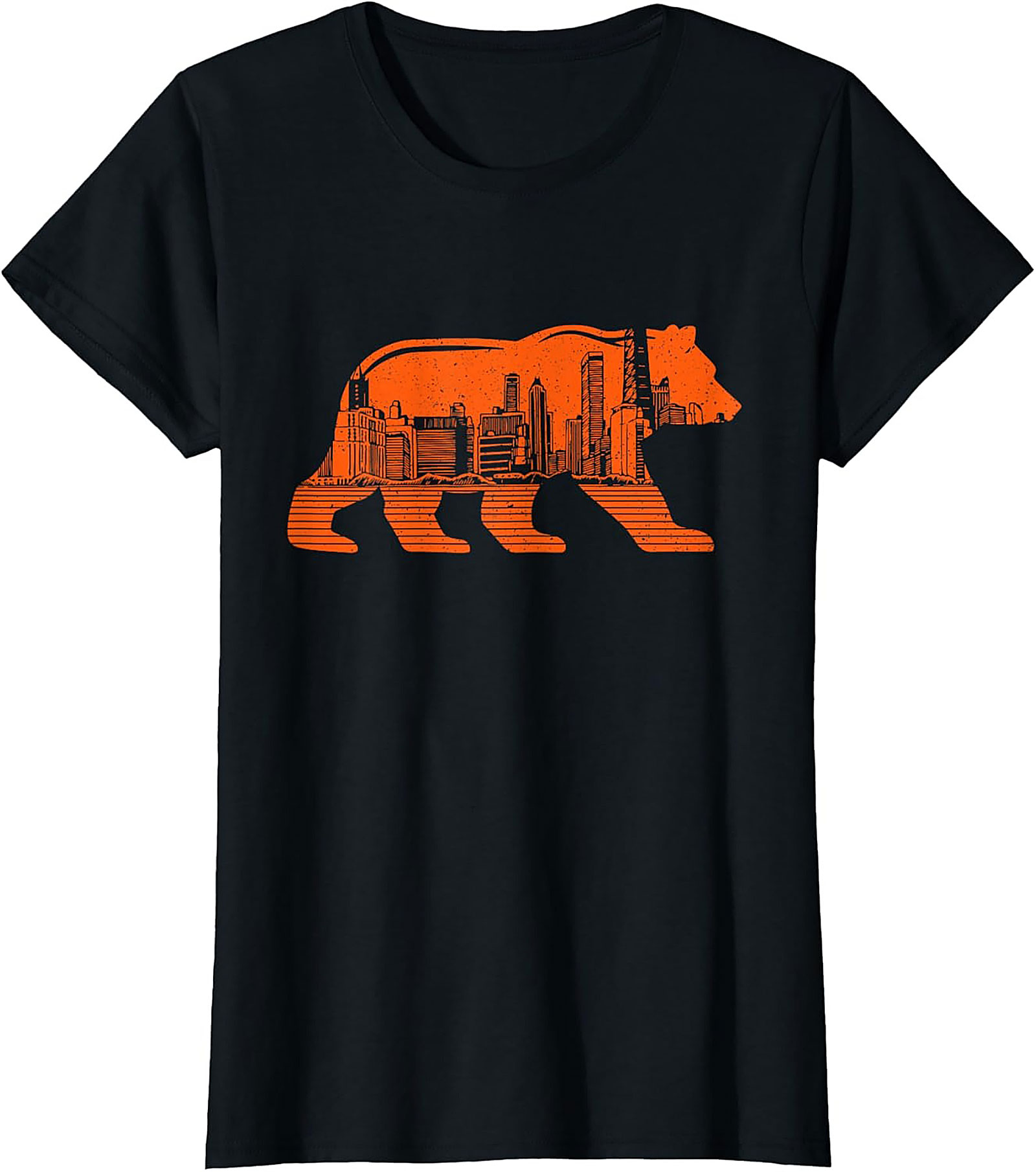 Chicago Bear City Skyline T-Shirt Bold Orange Graphic Tee